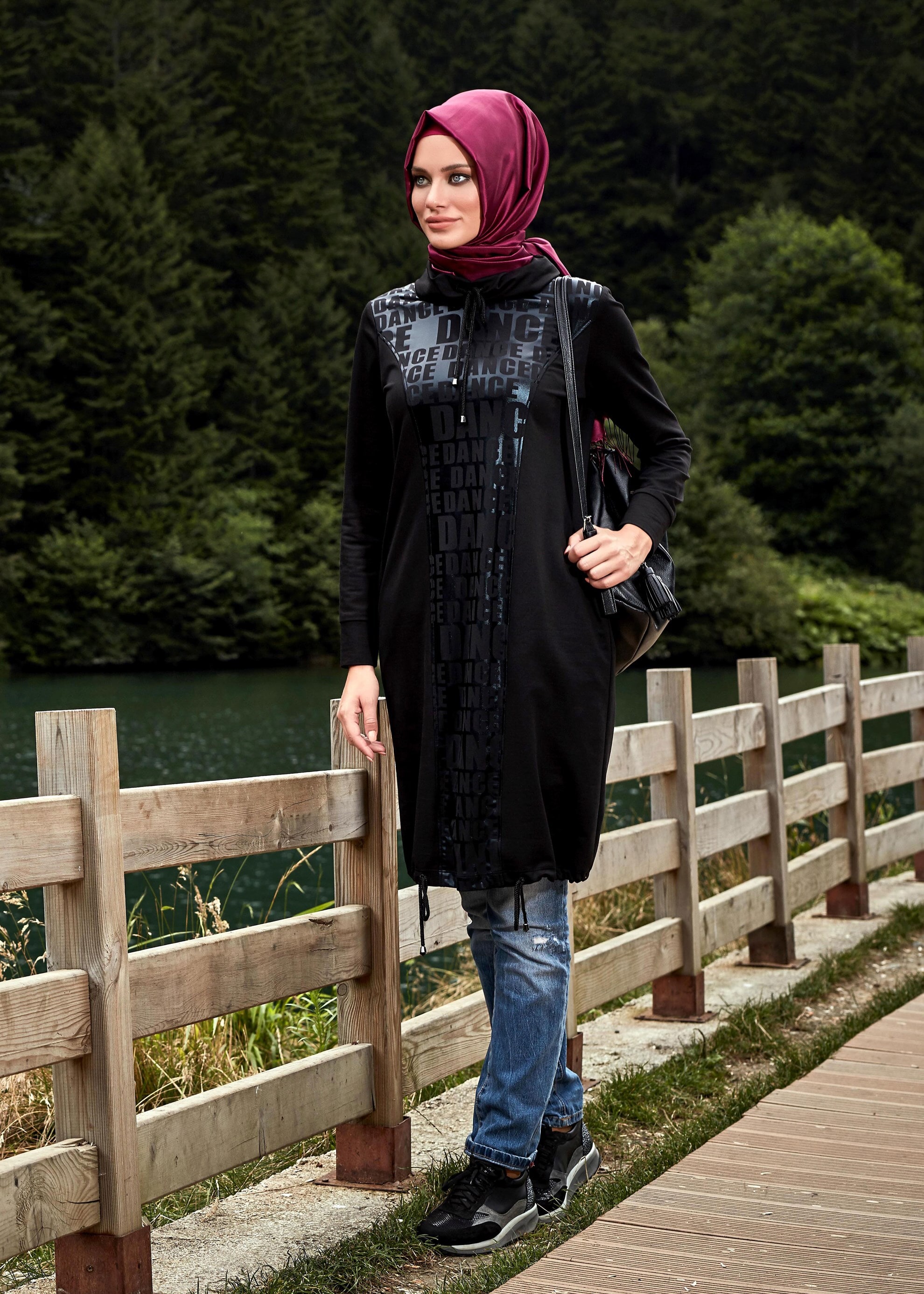 Tesettür giyim SİYAH 4859 EŞOFMAN