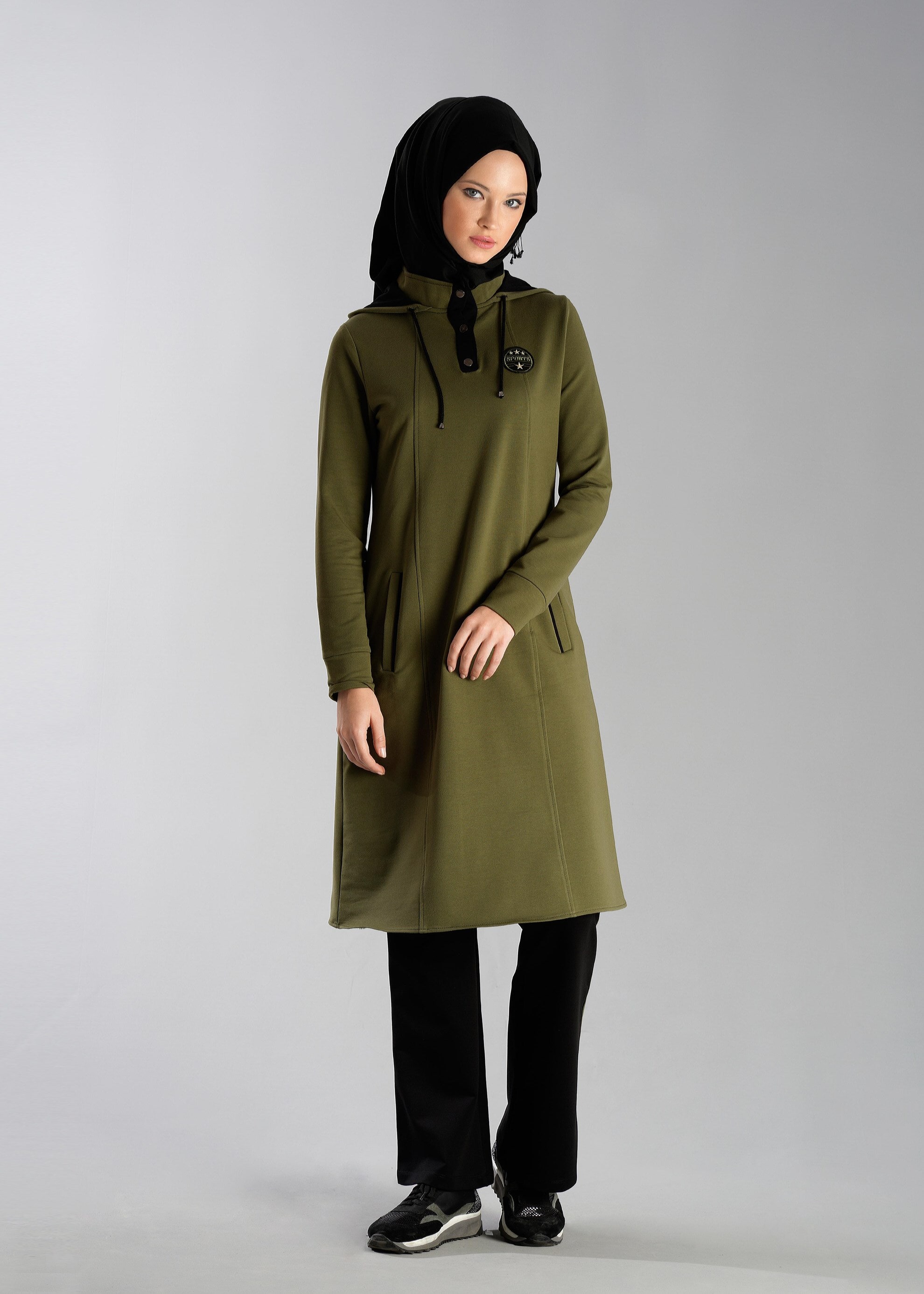 Tesettür giyim HAKİ 4863 EŞOFMAN TAKIMI