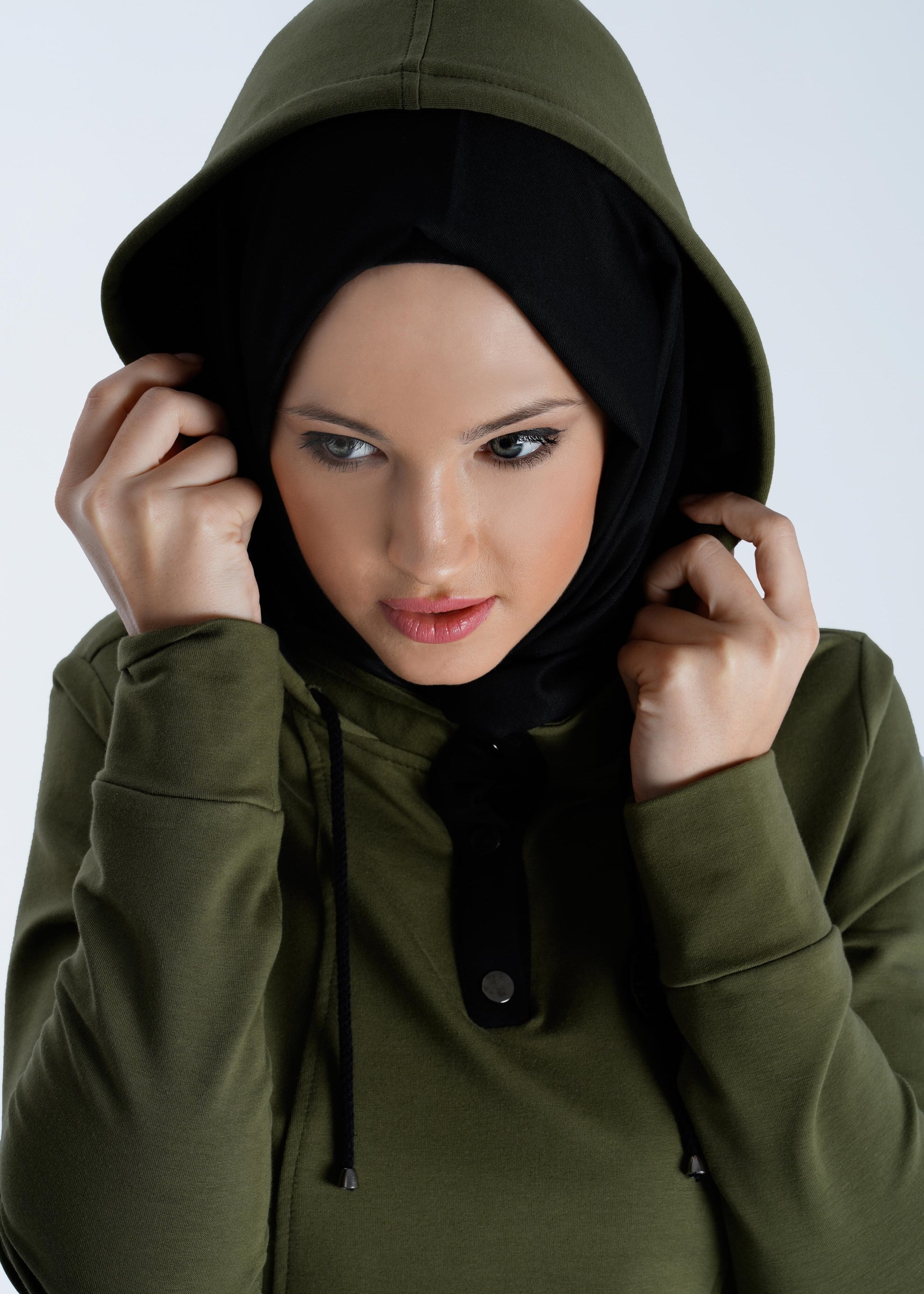 Tesettür giyim HAKİ 4863 EŞOFMAN TAKIMI