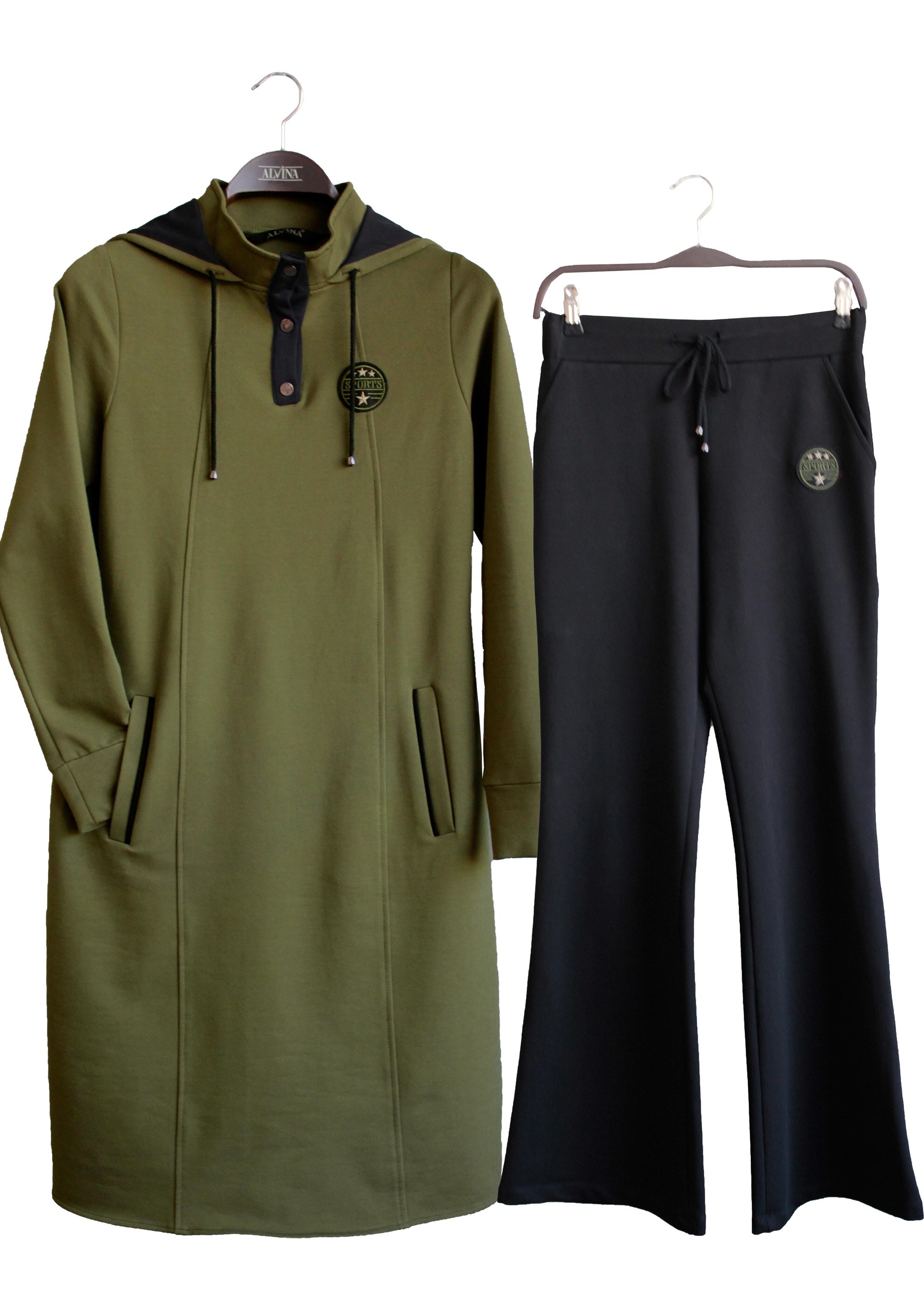 Tesettür giyim HAKİ 4863 EŞOFMAN TAKIMI