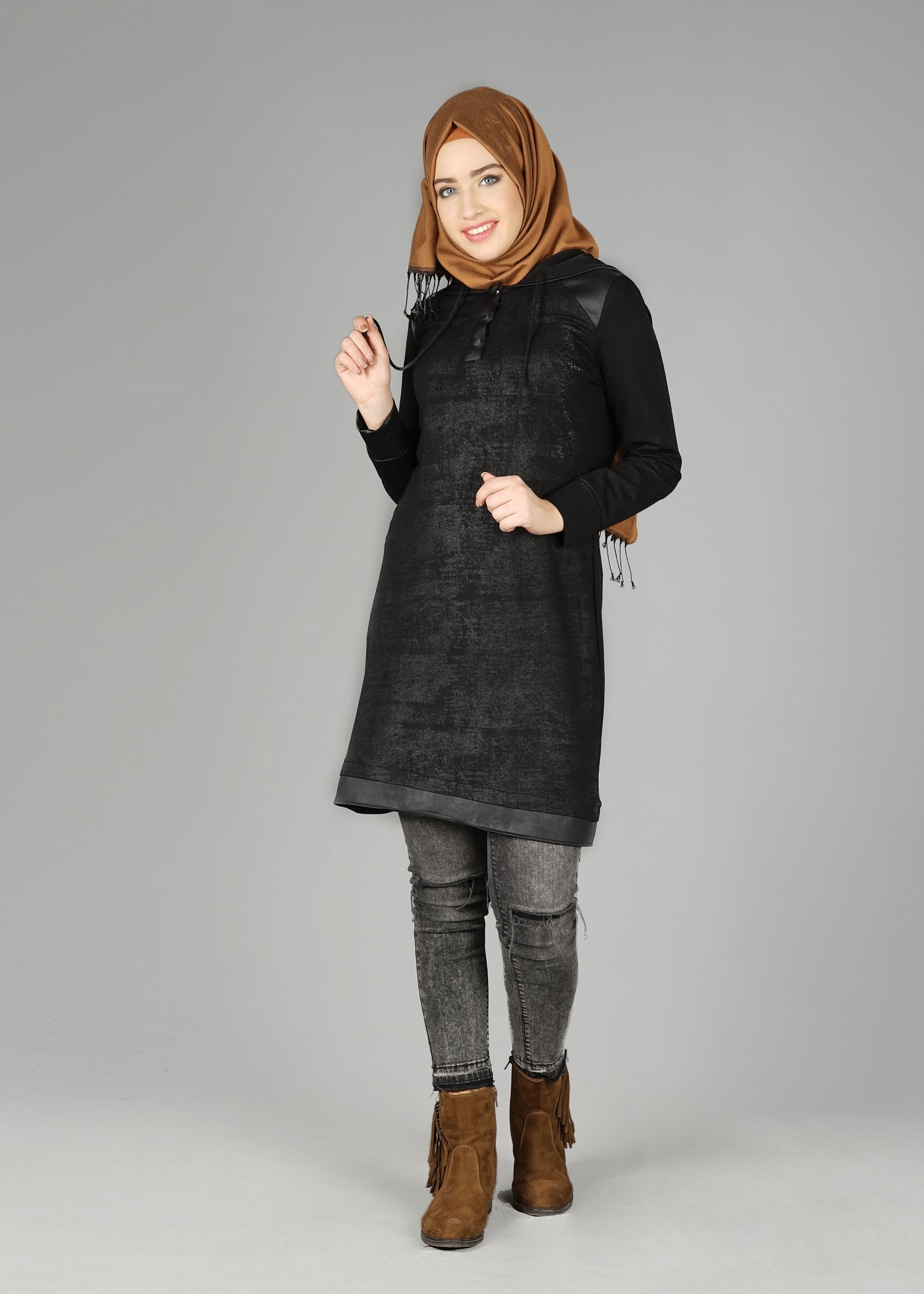 Tesettür giyim SİYAH 4875 TUNİK