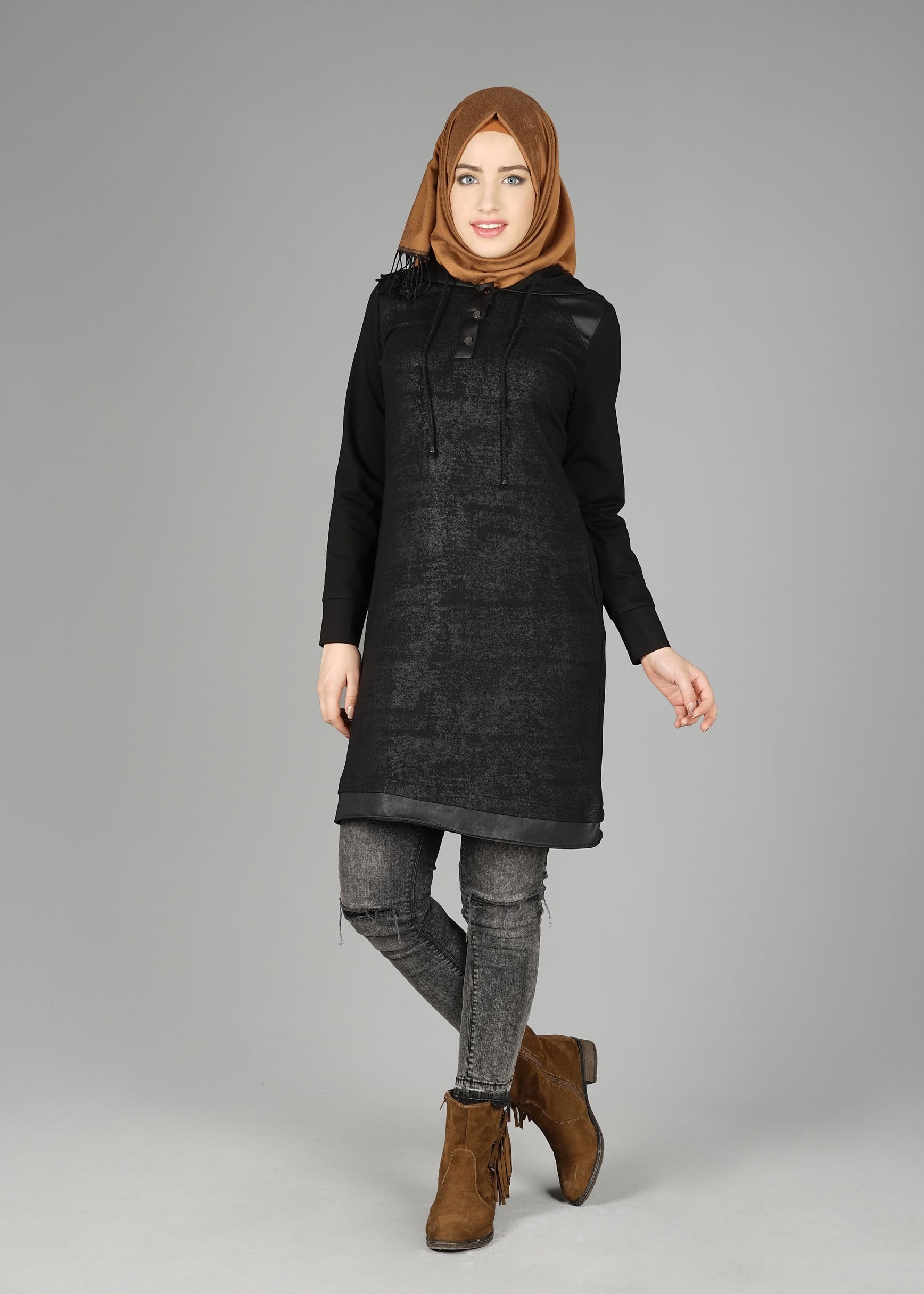 Tesettür giyim SİYAH 4875 TUNİK
