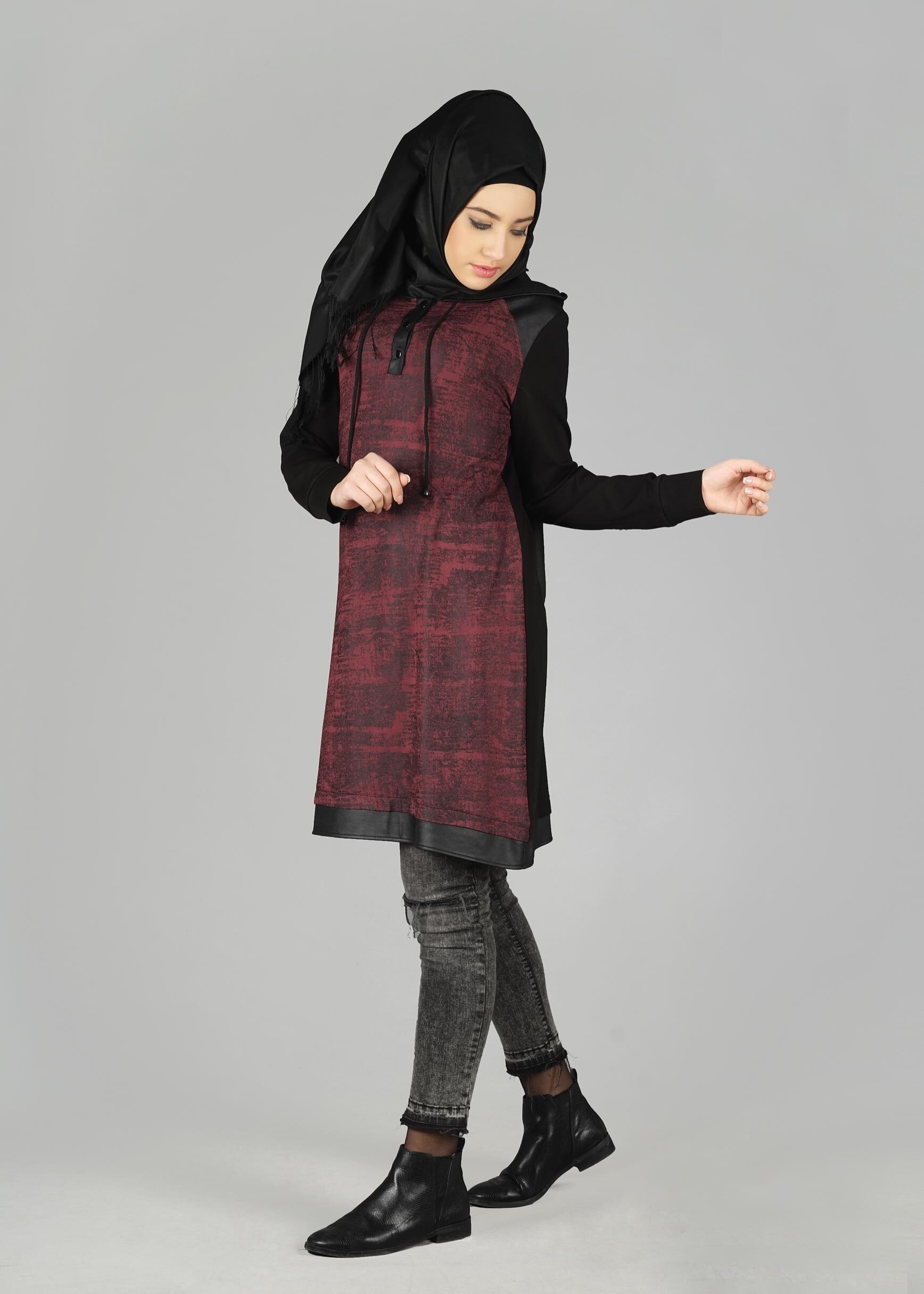 Tesettür giyim BORDO 4875 TUNİK