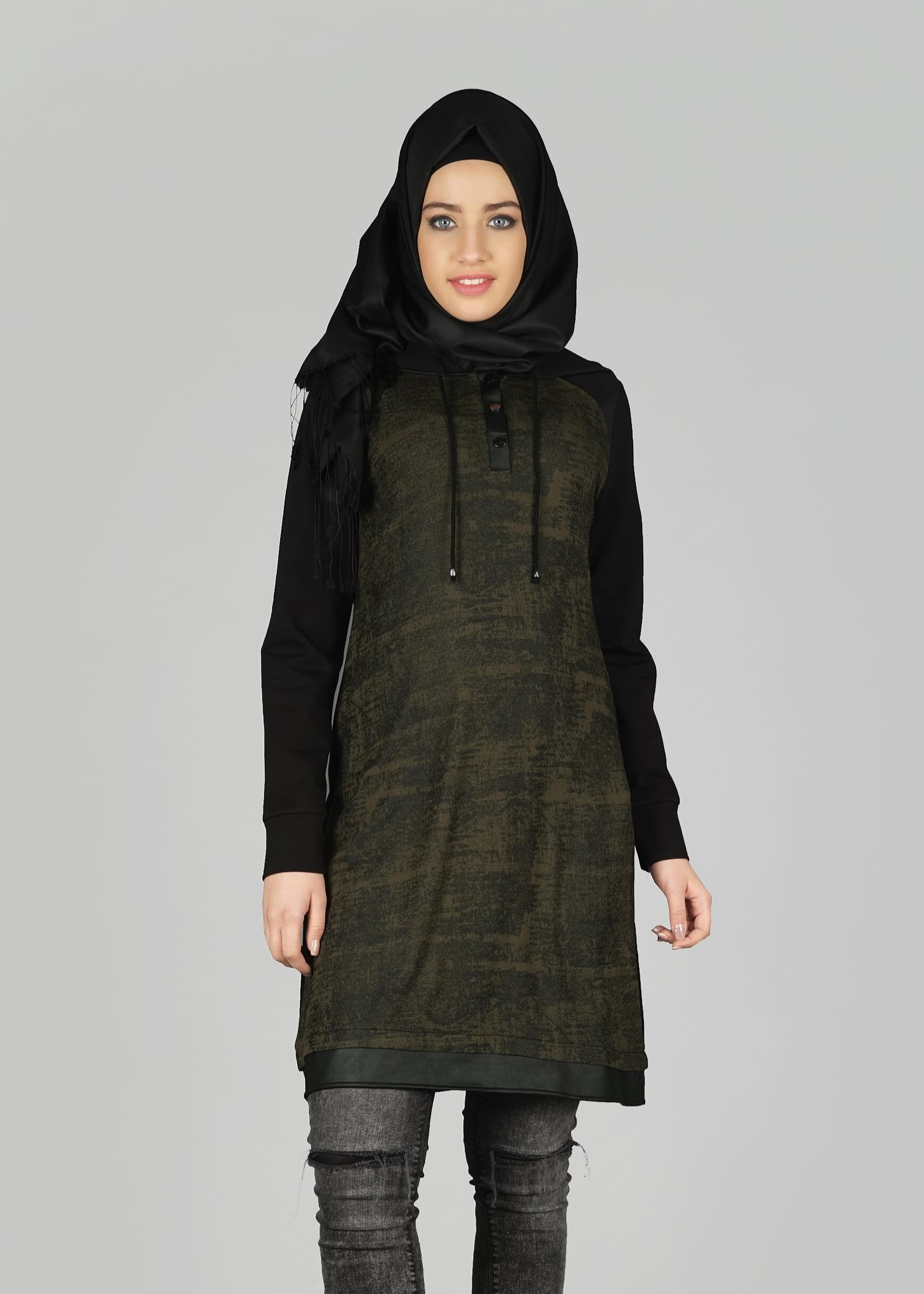 Tesettür giyim HAKİ 4875 TUNİK