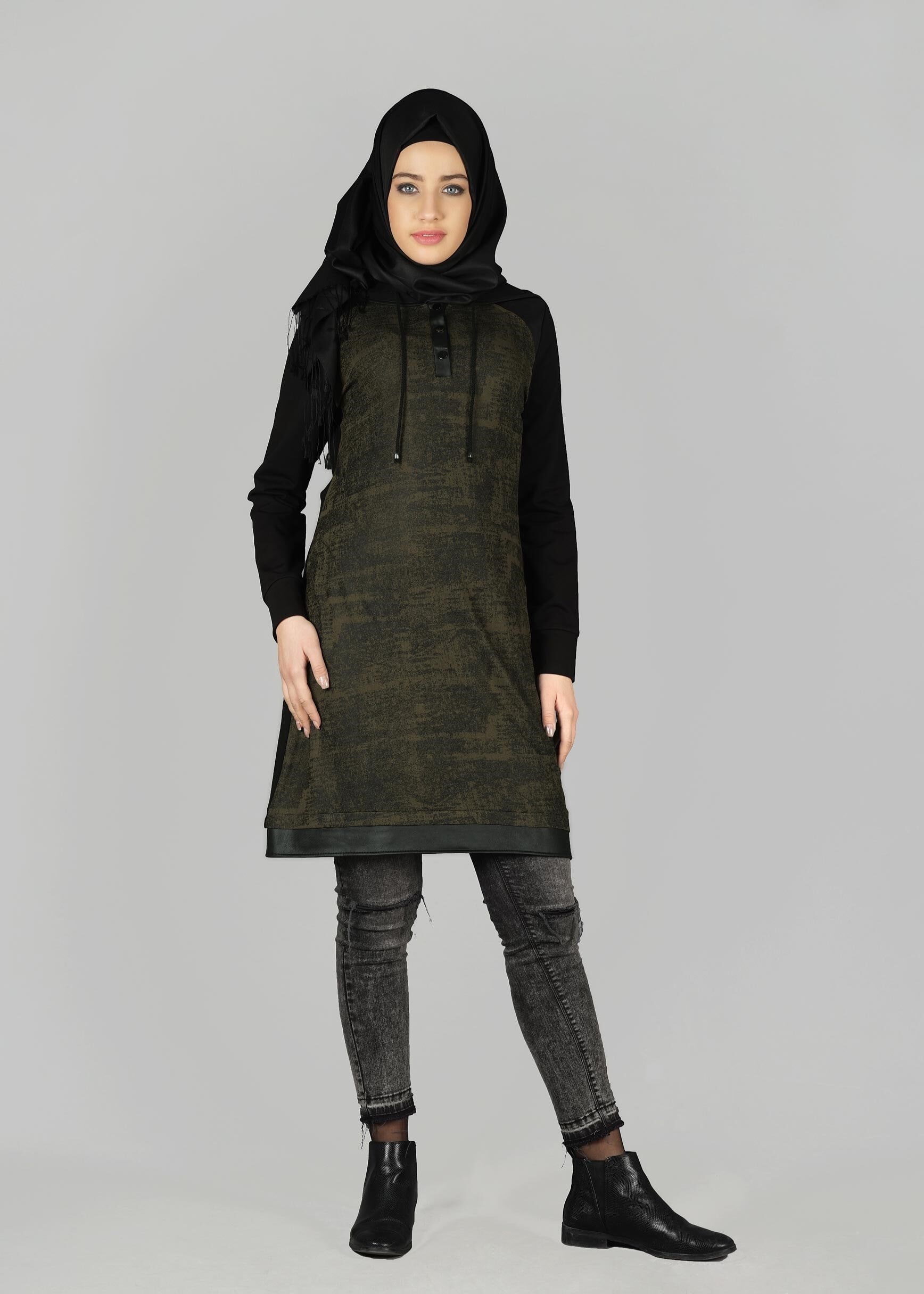 Tesettür giyim HAKİ 4875 TUNİK