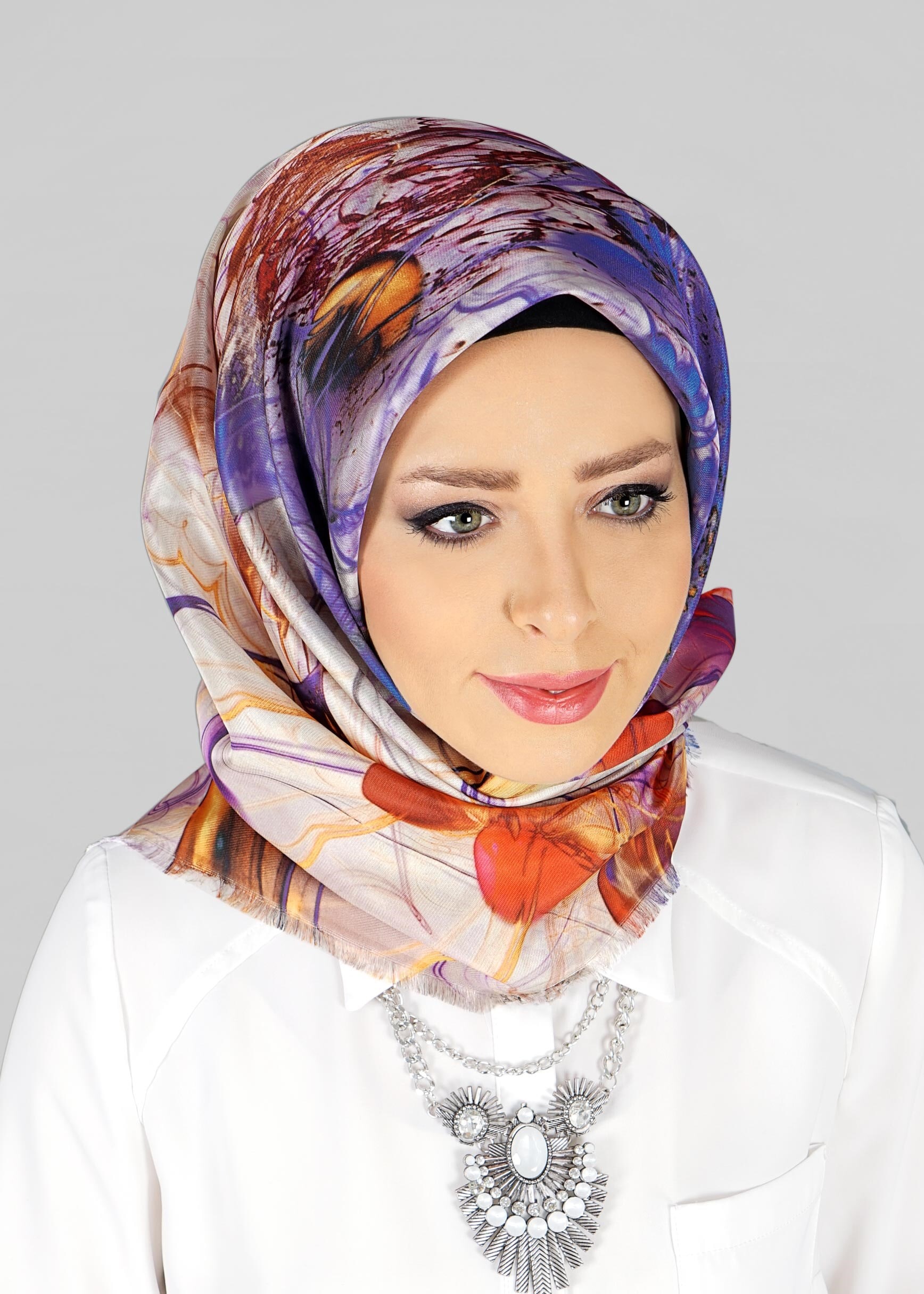 Tesettür giyim MOR 9802 ALVİNA DİJİTAL TAFTA ESARP