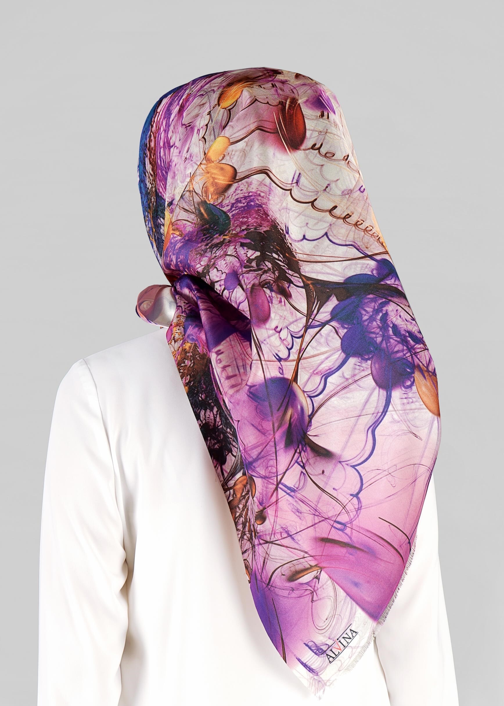 Tesettür giyim MOR 9802 ALVİNA DİJİTAL TAFTA ESARP