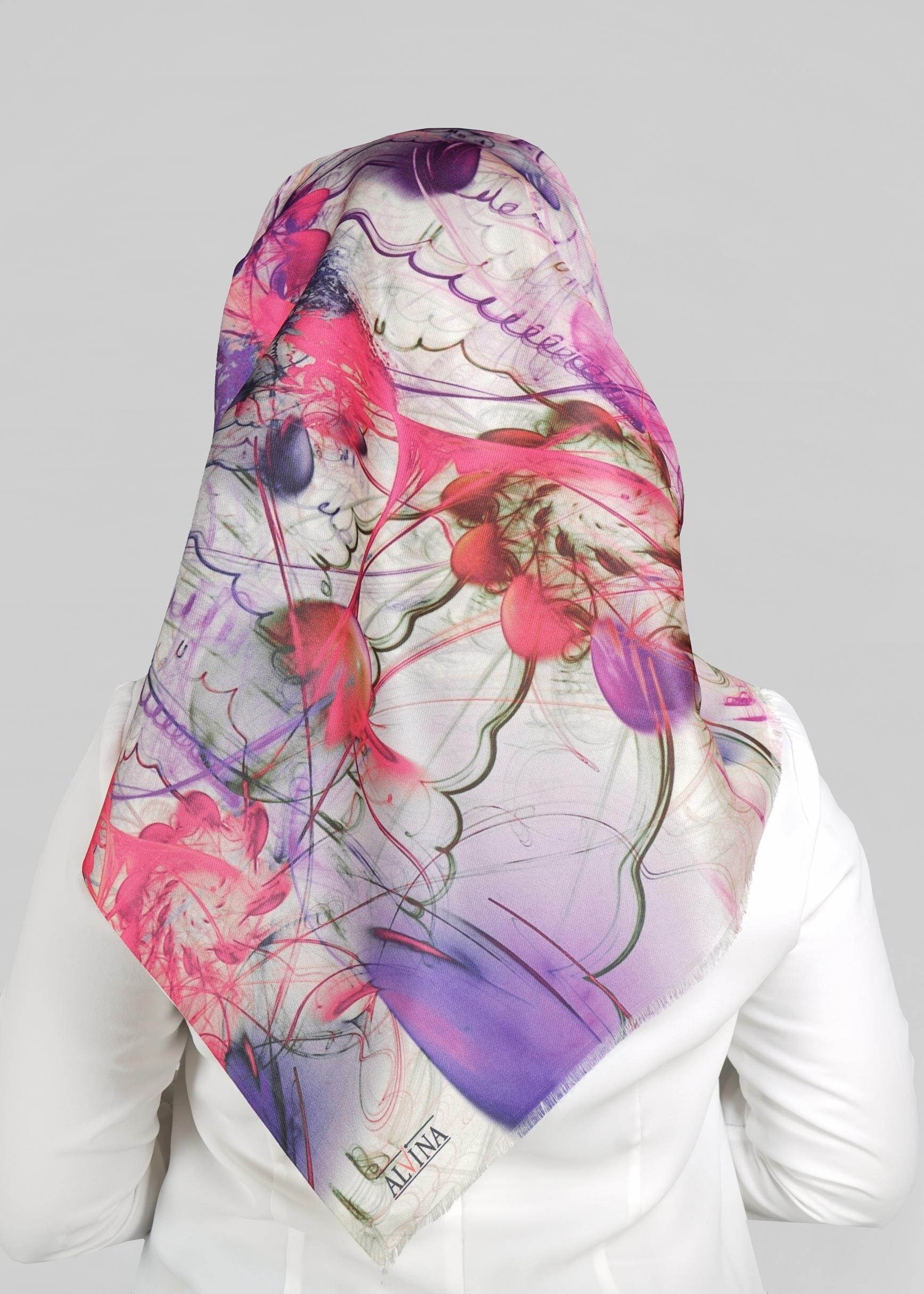 Tesettür giyim MOR 9802 ALVİNA DİJİTAL TAFTA ESARP