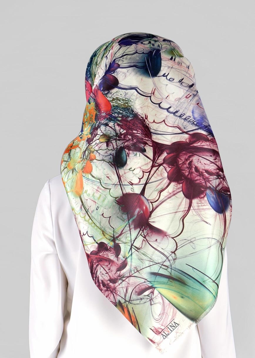 Tesettür giyim BEJ 9802 ALVİNA DİJİTAL TAFTA ESARP