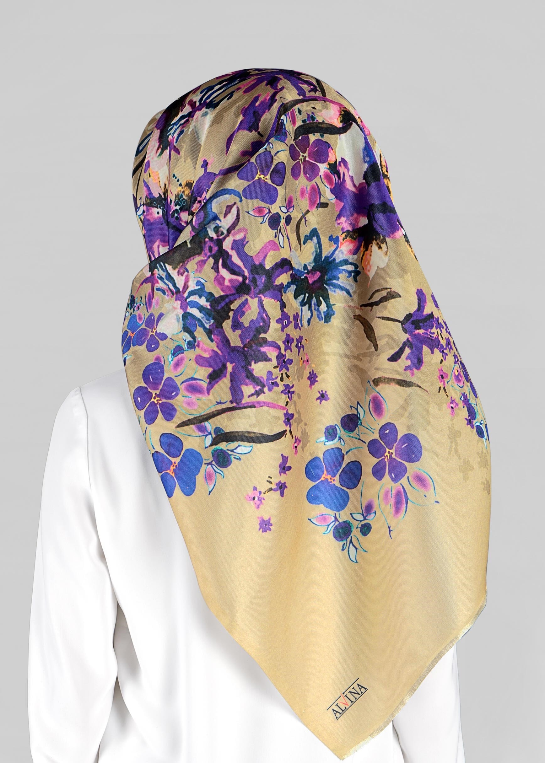 Tesettür giyim ALTIN 9803 ALVİNA DİJİTAL TAFTA ESARP