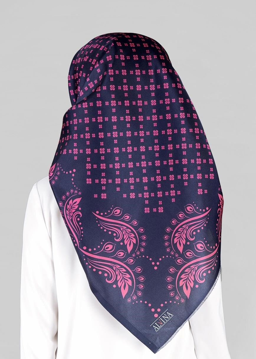 Tesettür giyim LACİVERT 9806 ALVİNA DİJİTAL TAFTA ESARP