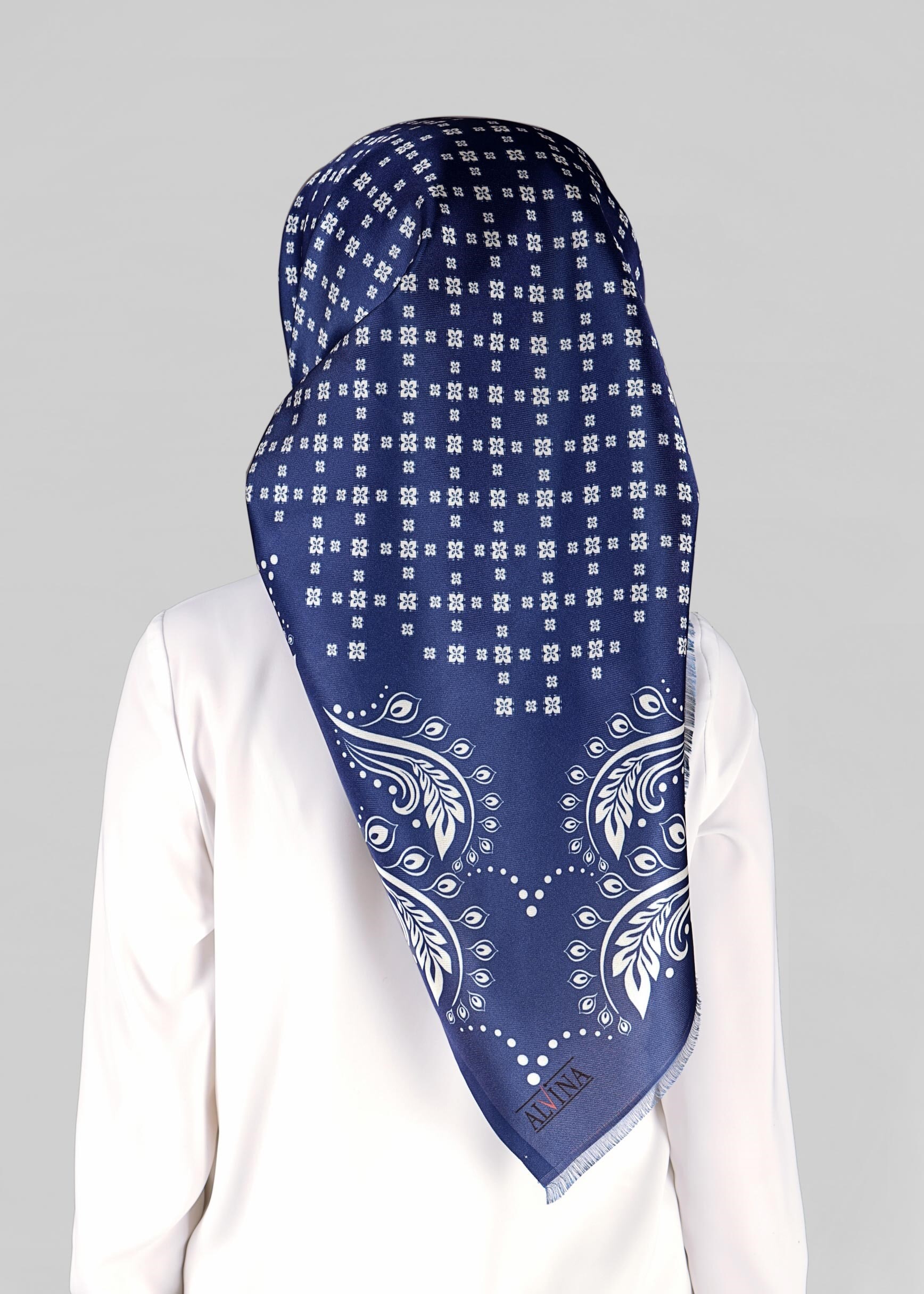 Tesettür giyim LACİVERT 9806 ALVİNA DİJİTAL TAFTA ESARP