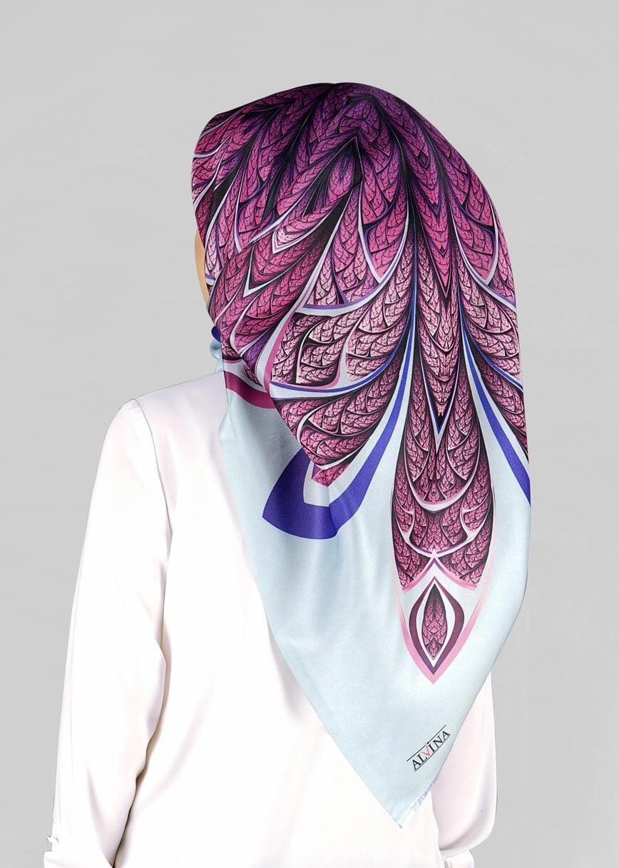 Tesettür giyim MAVİ 9808 ALVİNA DİJİTAL TAFTA ESARP