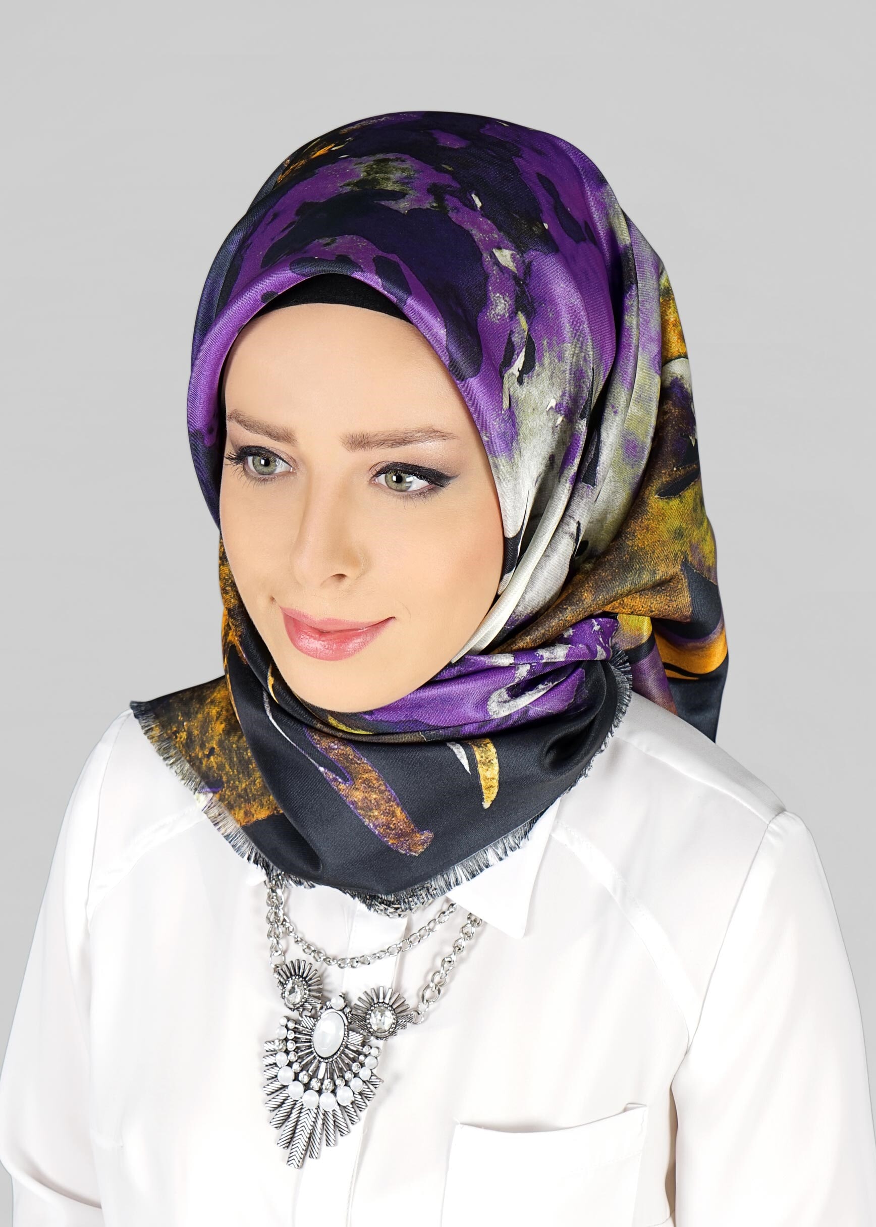 Tesettür giyim SİYAH 9809  ALVİNA DİJİTAL TAFTA ESARP