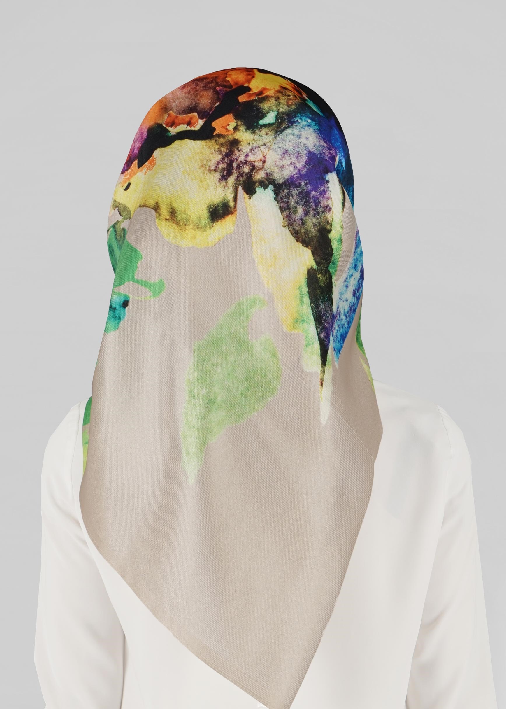 Tesettür giyim BEJ 9809  ALVİNA DİJİTAL TAFTA ESARP