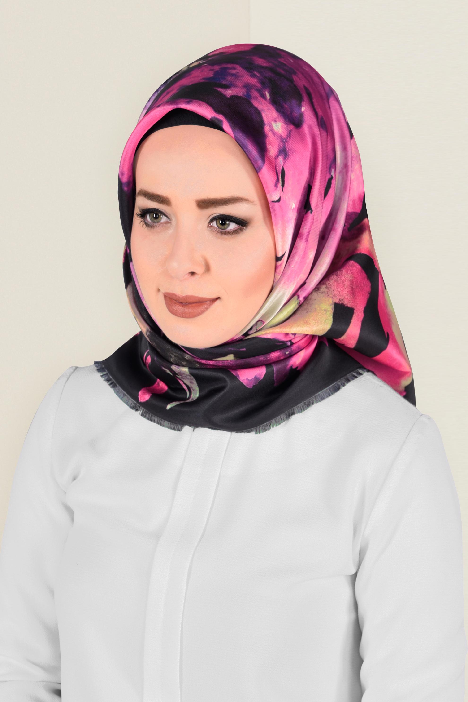 Tesettür giyim SİYAH 9809  ALVİNA DİJİTAL TAFTA ESARP