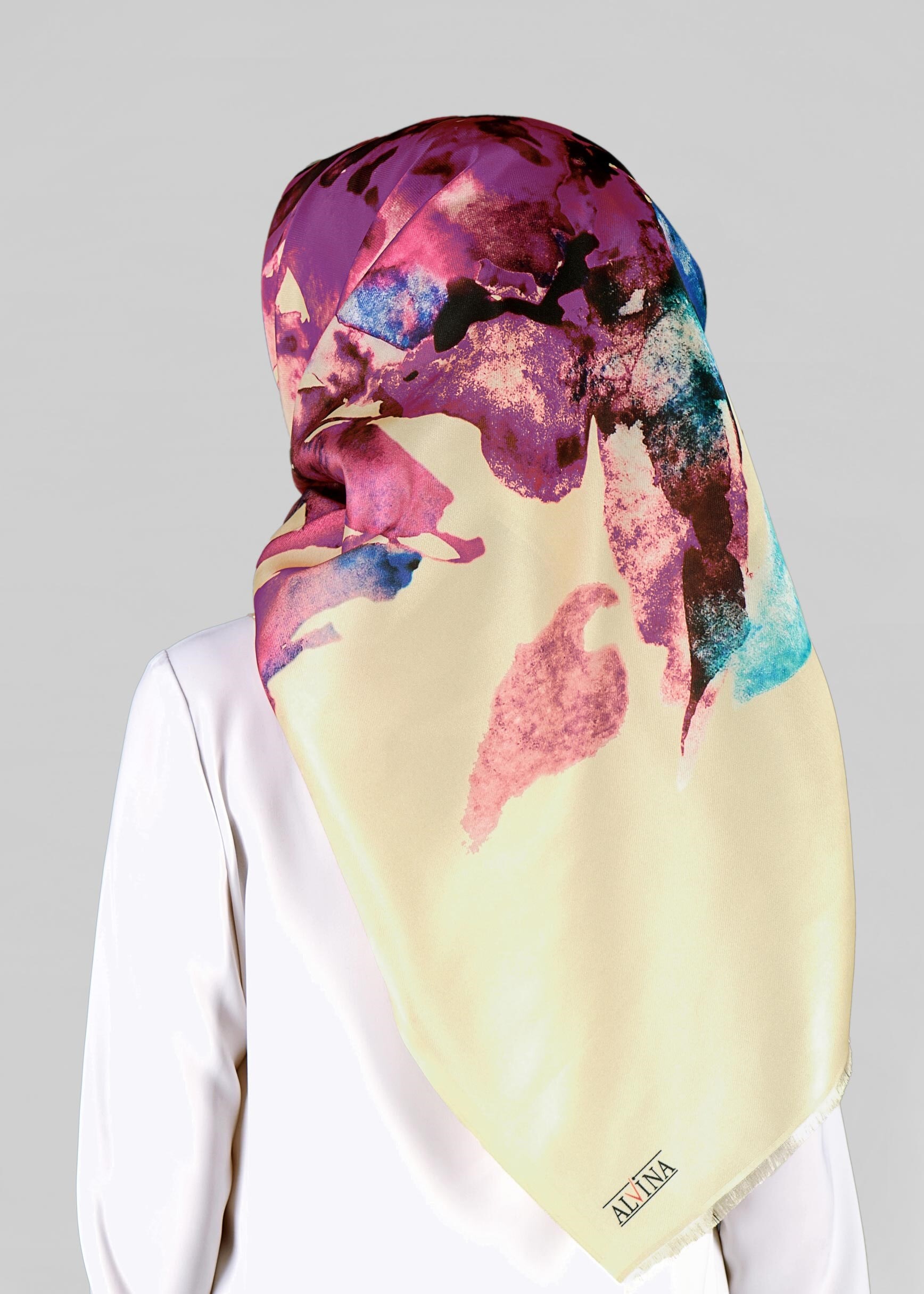 Tesettür giyim EKRU 9809  ALVİNA DİJİTAL TAFTA ESARP