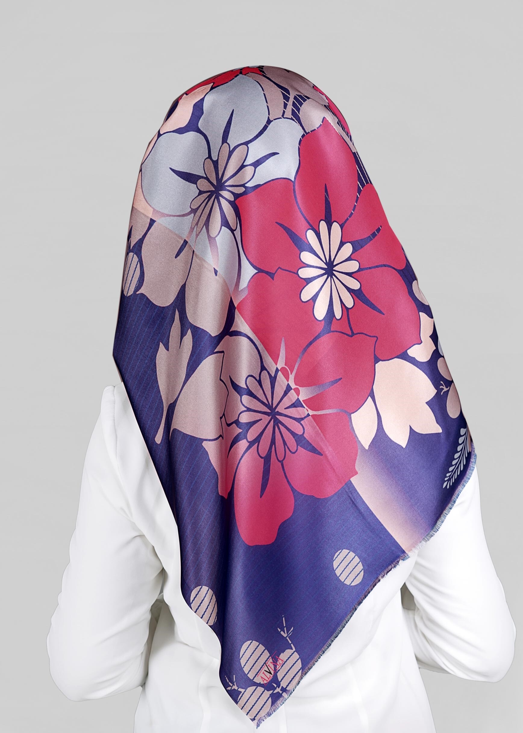 Tesettür giyim LACİVERT 9811 ALVİNA DİJİTAL TAFTA ESARP