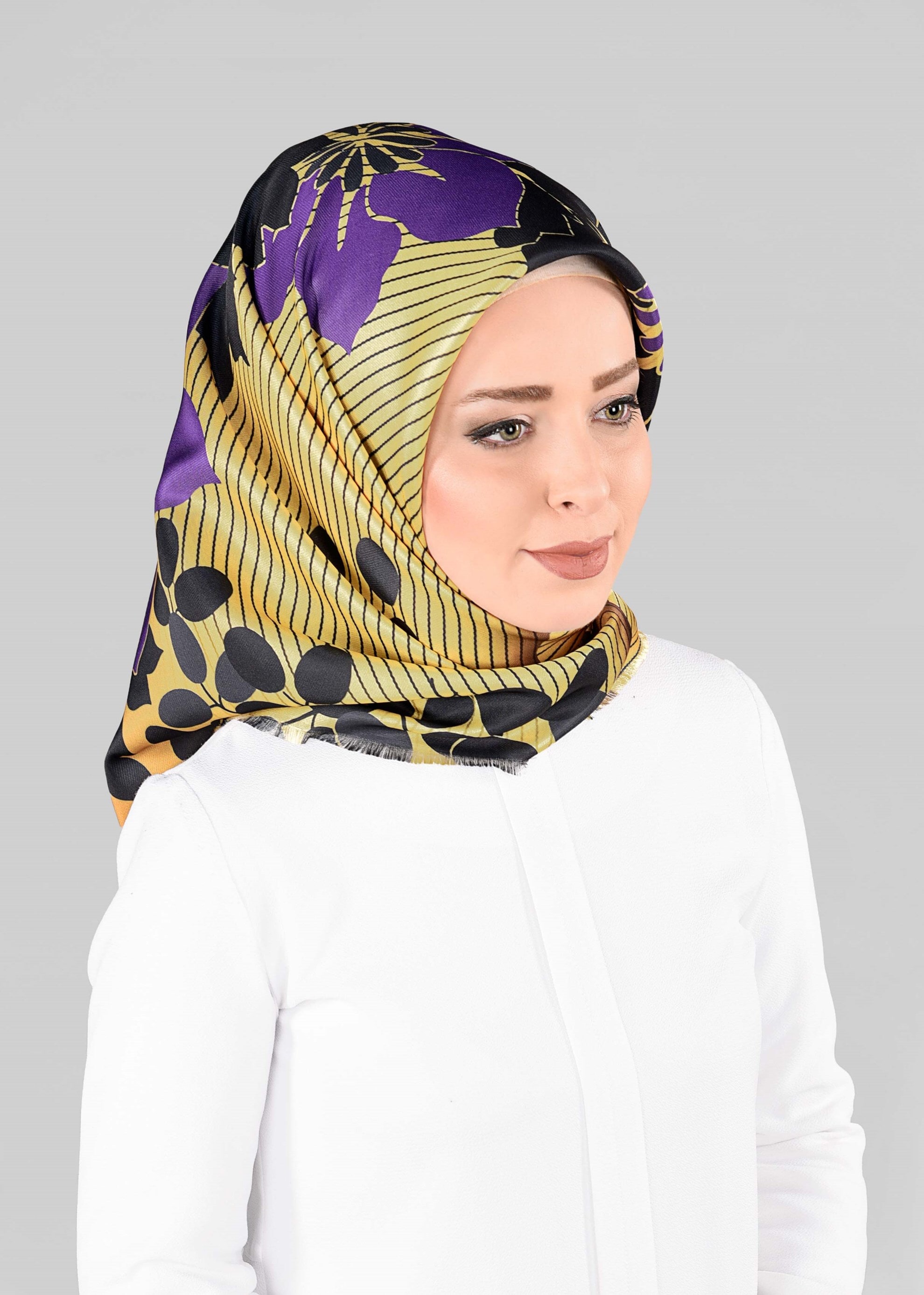 Tesettür giyim YEŞİL 9811 ALVİNA DİJİTAL TAFTA ESARP