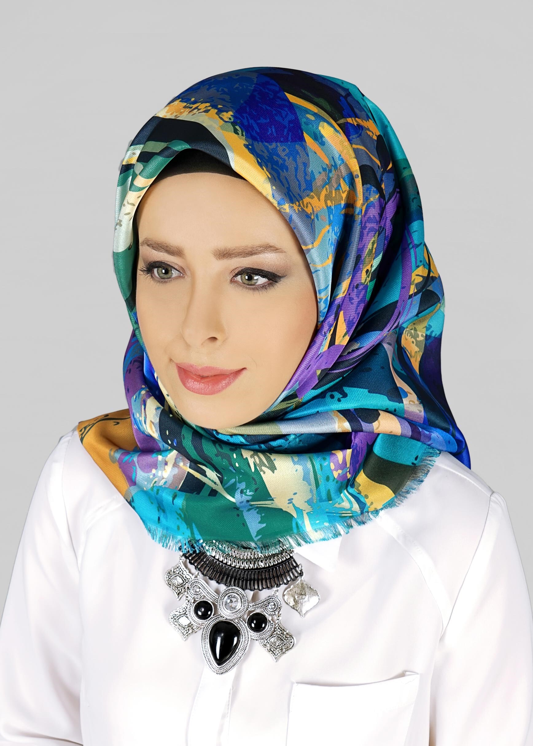 Tesettür giyim MOR 9812 ALVİNA DİJİTAL TAFTA ESARP