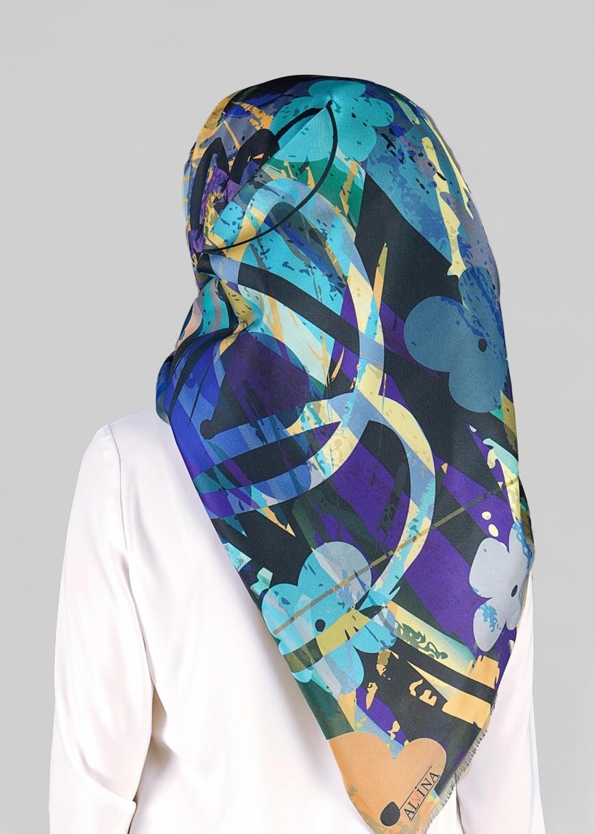 Tesettür giyim MOR 9812 ALVİNA DİJİTAL TAFTA ESARP