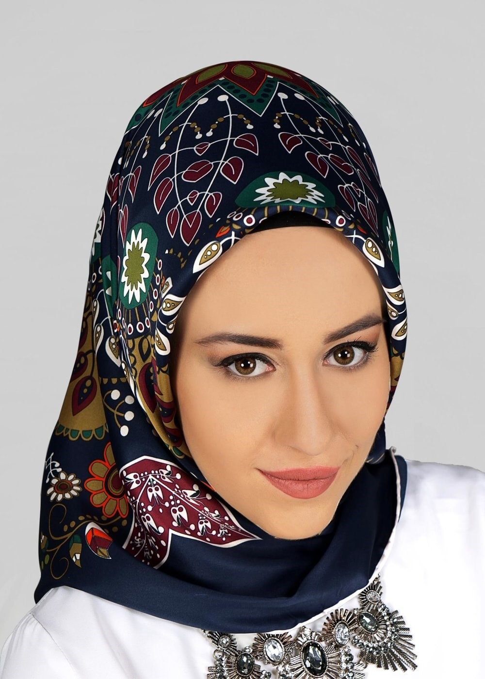 Tesettür giyim LACİVERT 11294 ALVİNA DESENLİ EŞARP