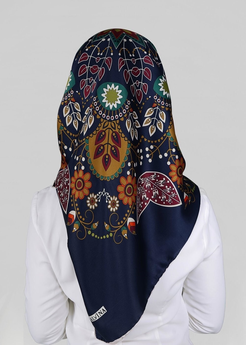 Tesettür giyim LACİVERT 11294 ALVİNA DESENLİ EŞARP