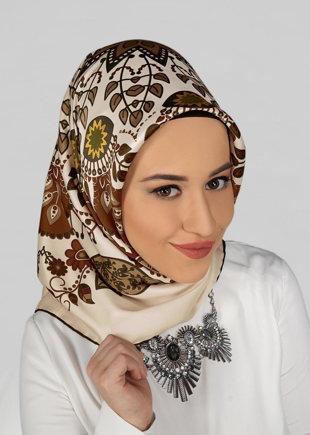 Tesettür giyim BEJ 11294 ALVİNA DESENLİ EŞARP