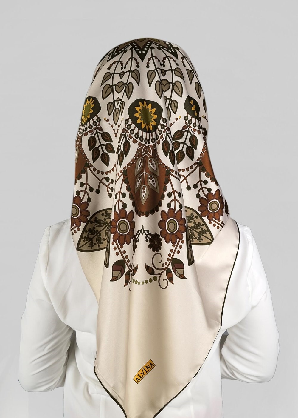 Tesettür giyim BEJ 11294 ALVİNA DESENLİ EŞARP
