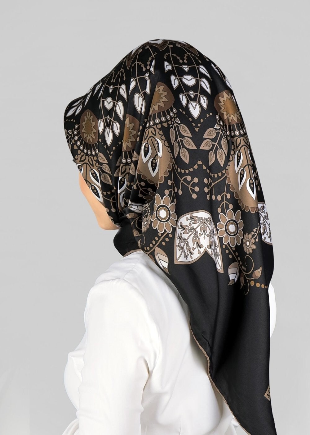 Tesettür giyim SİYAH 11294 ALVİNA DESENLİ EŞARP
