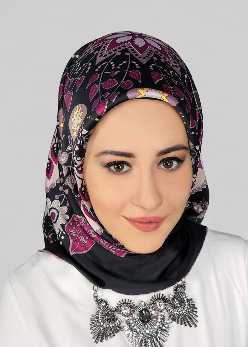 Tesettür giyim SİYAH 11294 ALVİNA DESENLİ EŞARP