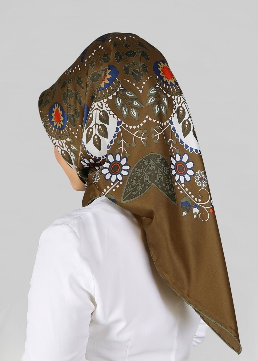 Tesettür giyim KAHVE 11294 ALVİNA DESENLİ EŞARP