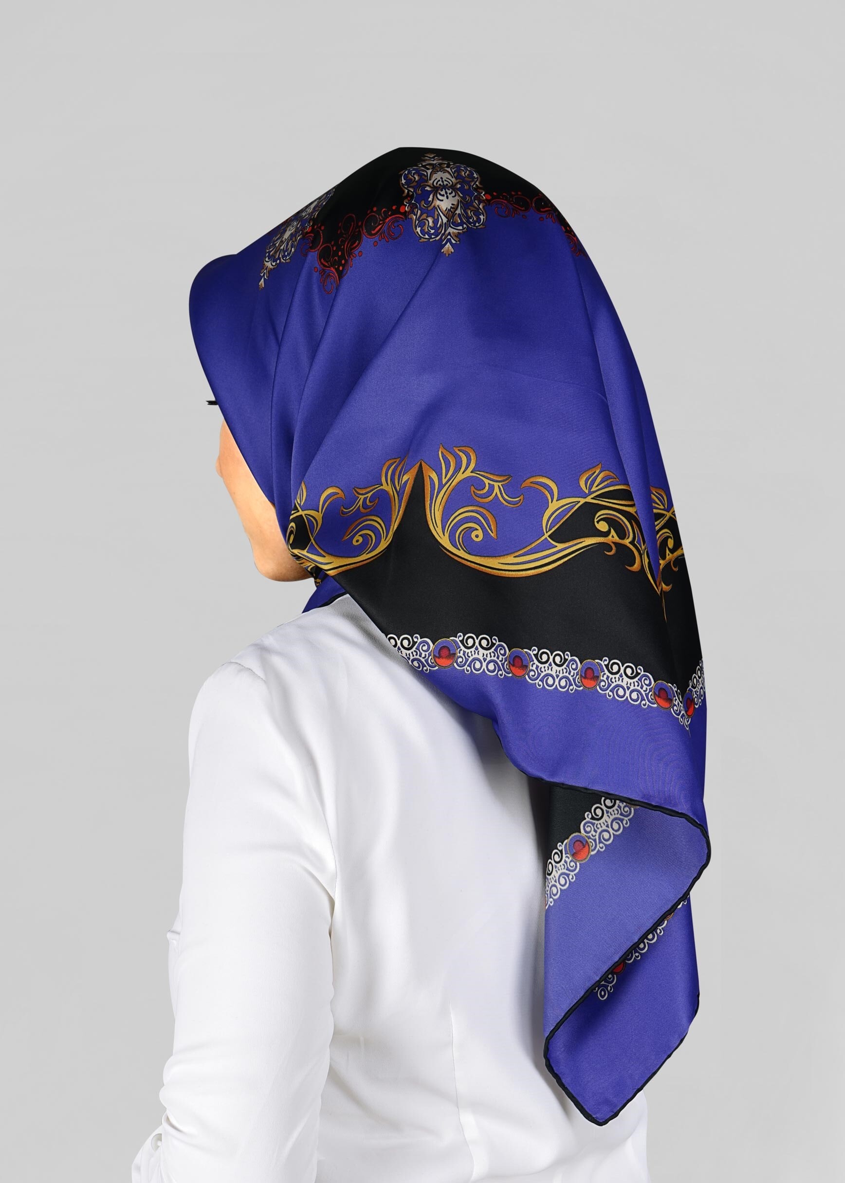 Tesettür giyim LACİVERT 11295 ALVİNA DESENLİ EŞARP