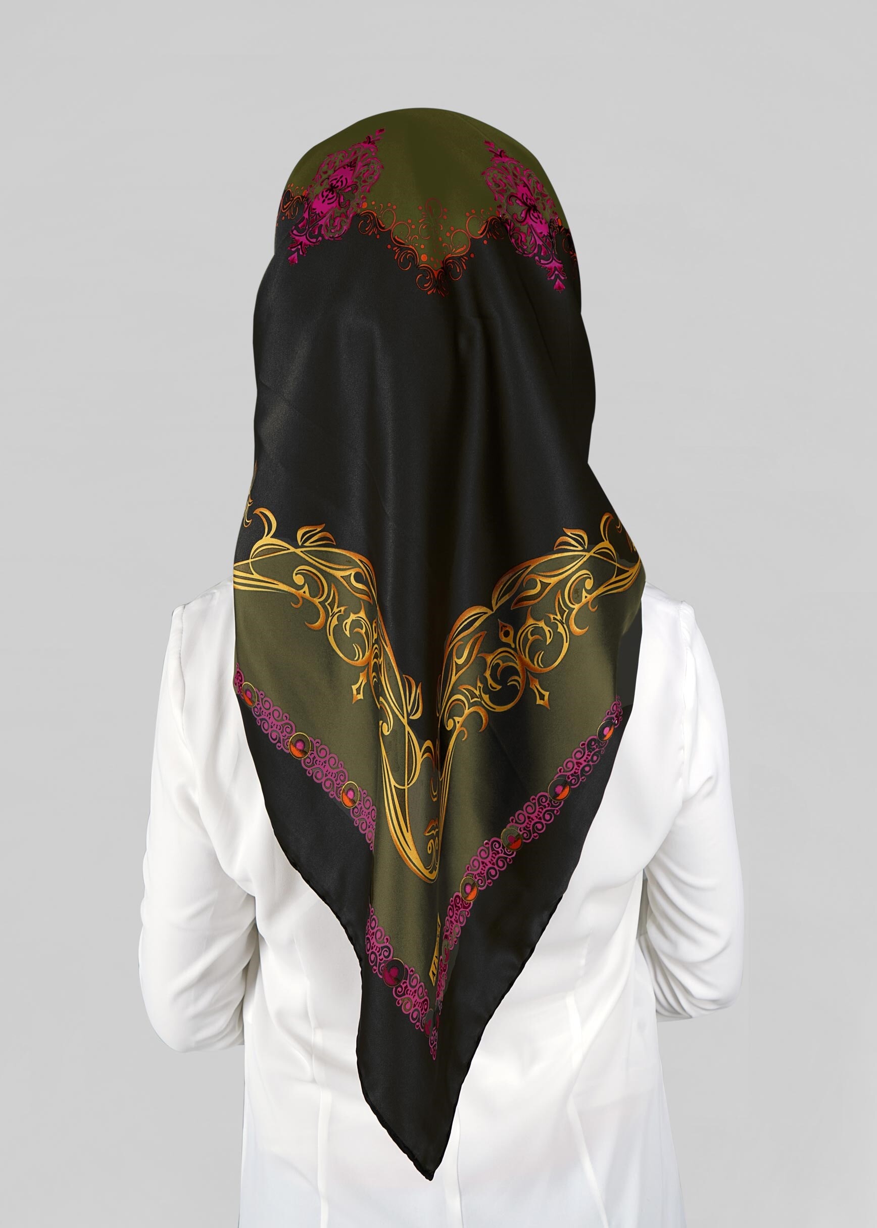 Tesettür giyim SİYAH 11295 ALVİNA DESENLİ EŞARP