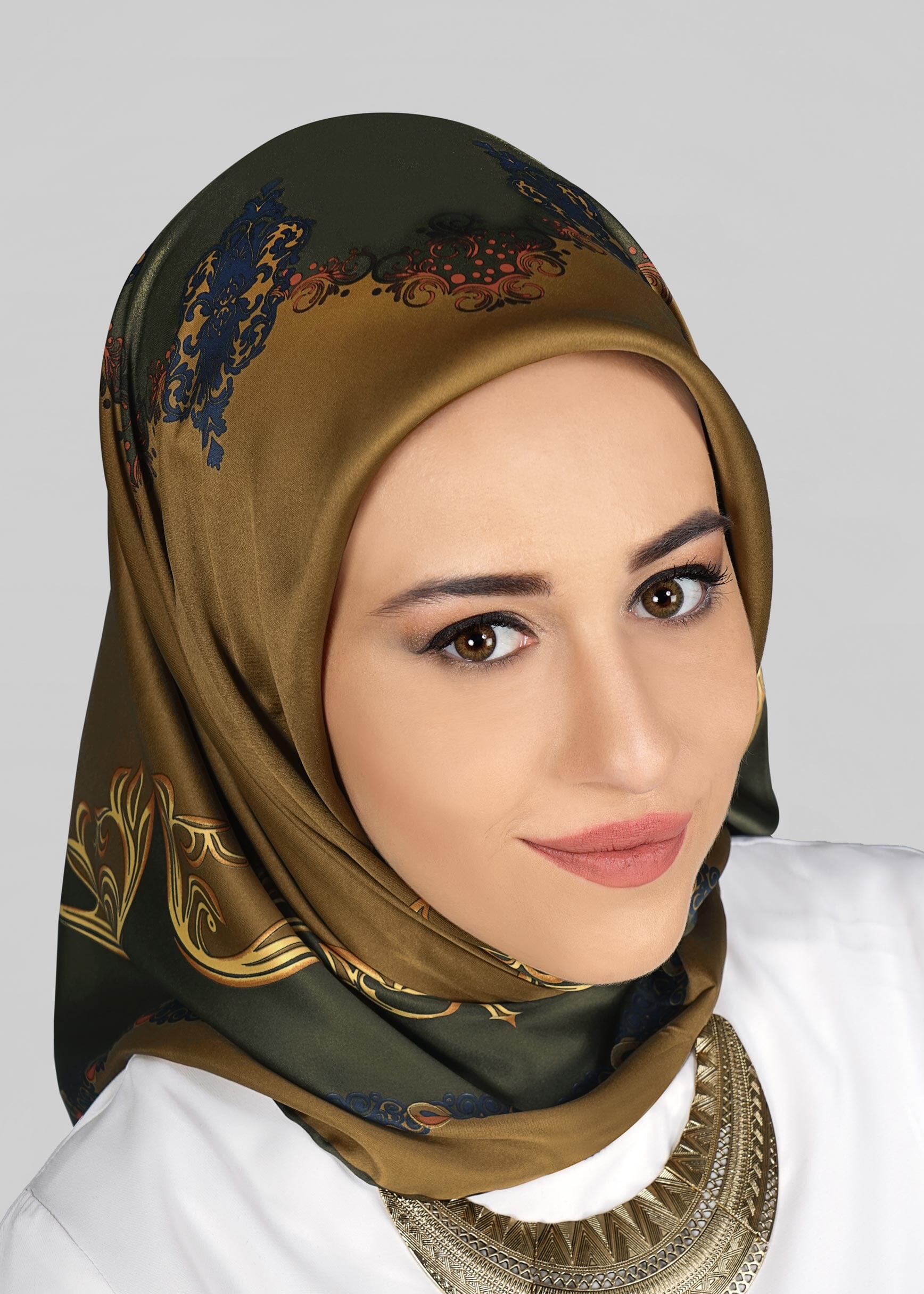 Tesettür giyim KAHVE 11295 ALVİNA DESENLİ EŞARP