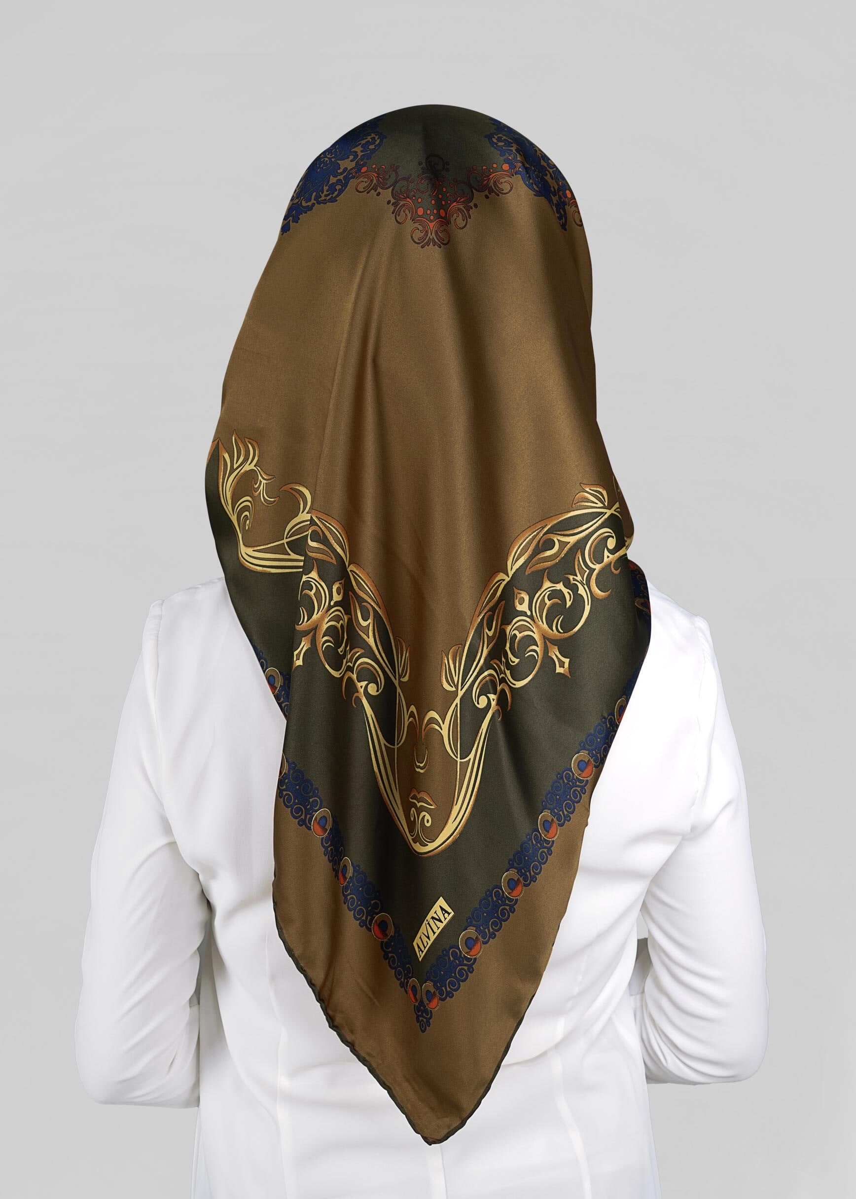 Tesettür giyim KAHVE 11295 ALVİNA DESENLİ EŞARP