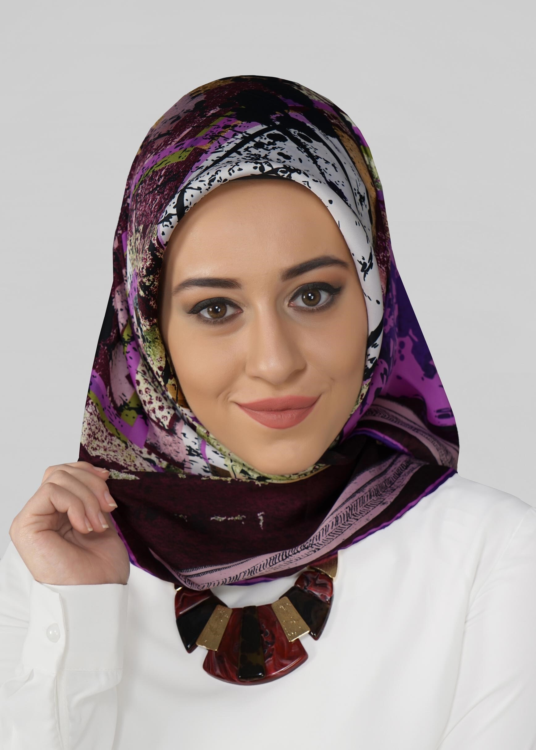 Tesettür giyim BORDO 12767 ALVİNA DESENİ EŞARP