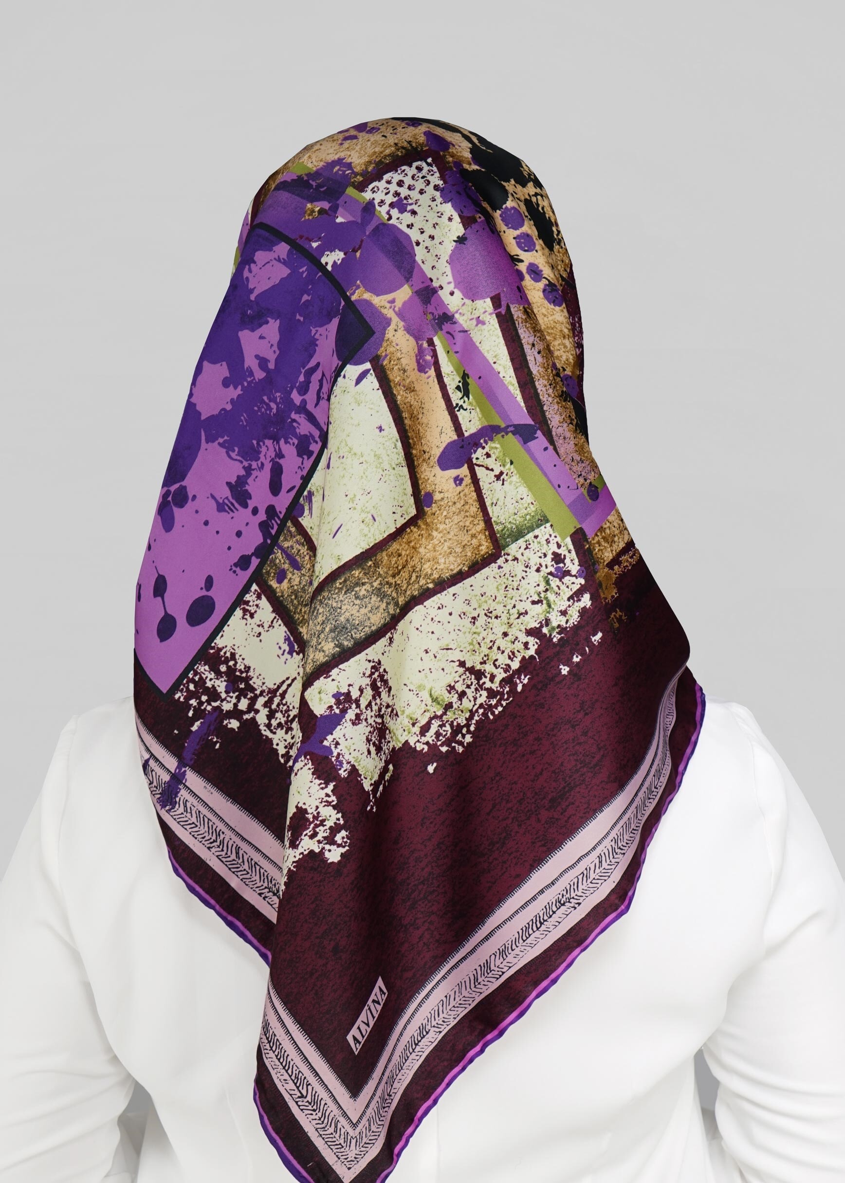 Tesettür giyim BORDO 12767 ALVİNA DESENİ EŞARP