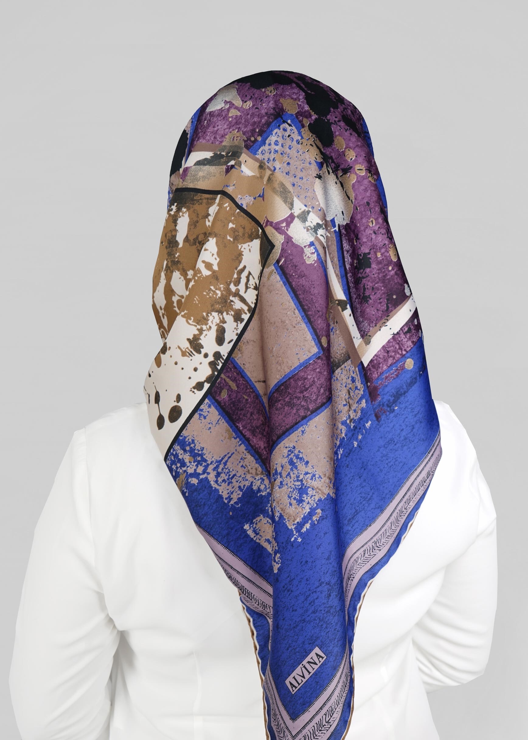 Tesettür giyim LACİVERT 12767 ALVİNA DESENİ EŞARP