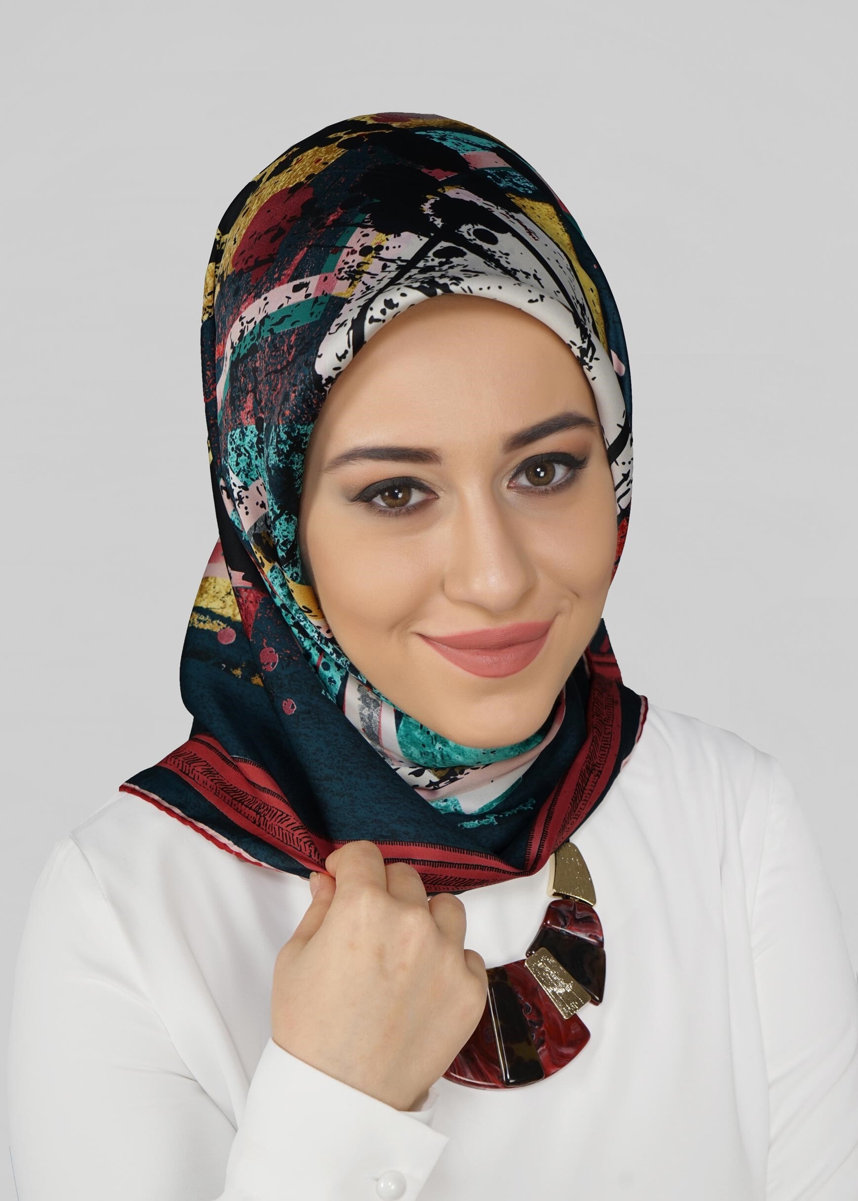 Tesettür giyim YEŞİL 12767 ALVİNA DESENİ EŞARP