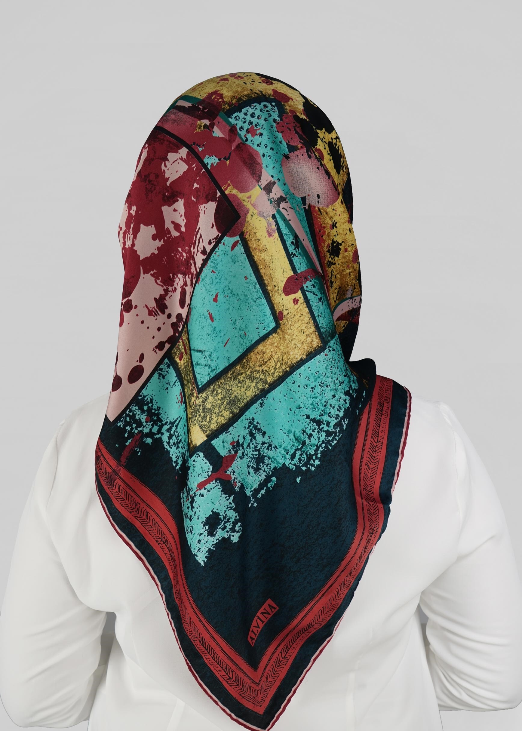 Tesettür giyim YEŞİL 12767 ALVİNA DESENİ EŞARP