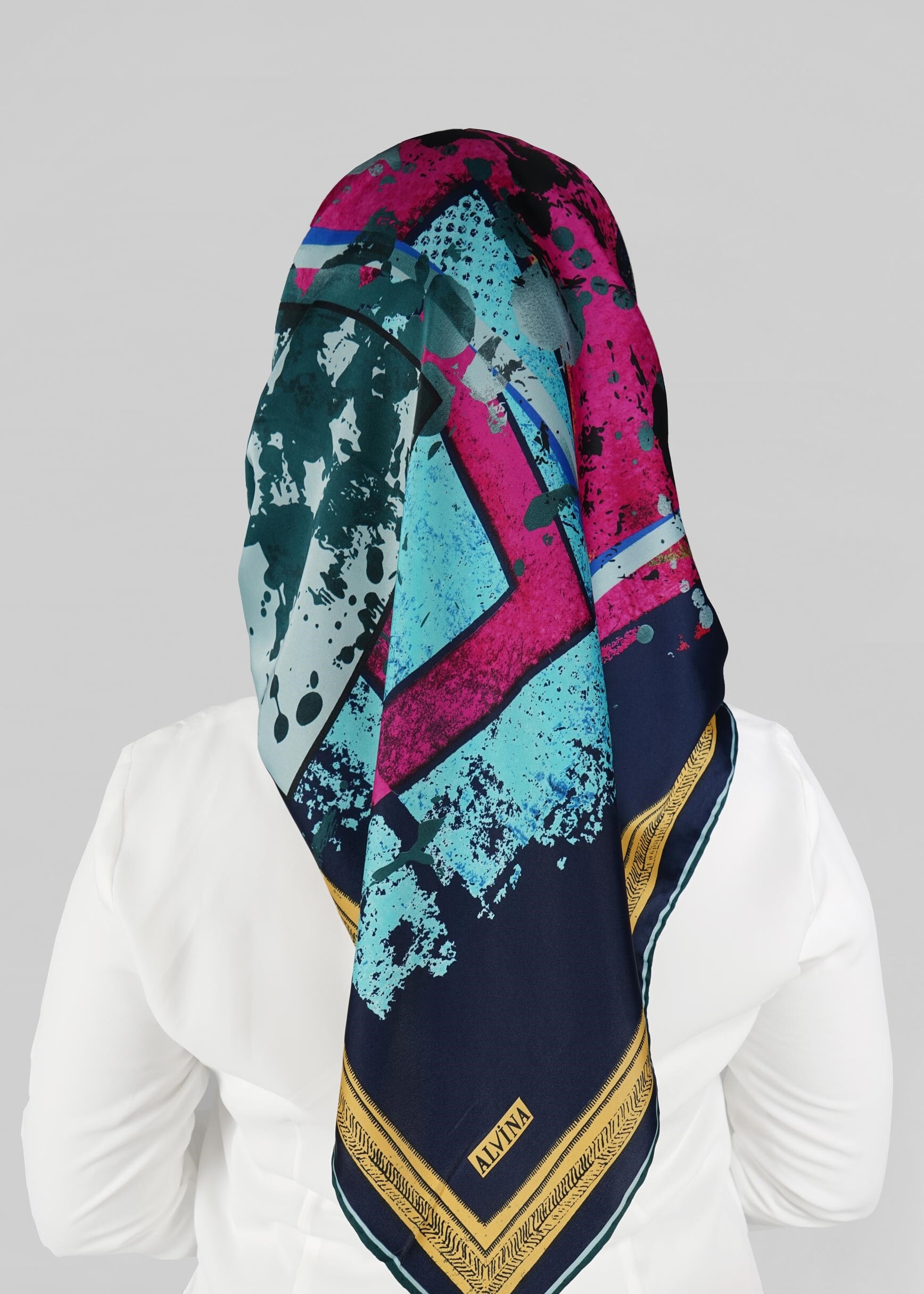 Tesettür giyim LACİVERT 12767 ALVİNA DESENİ EŞARP