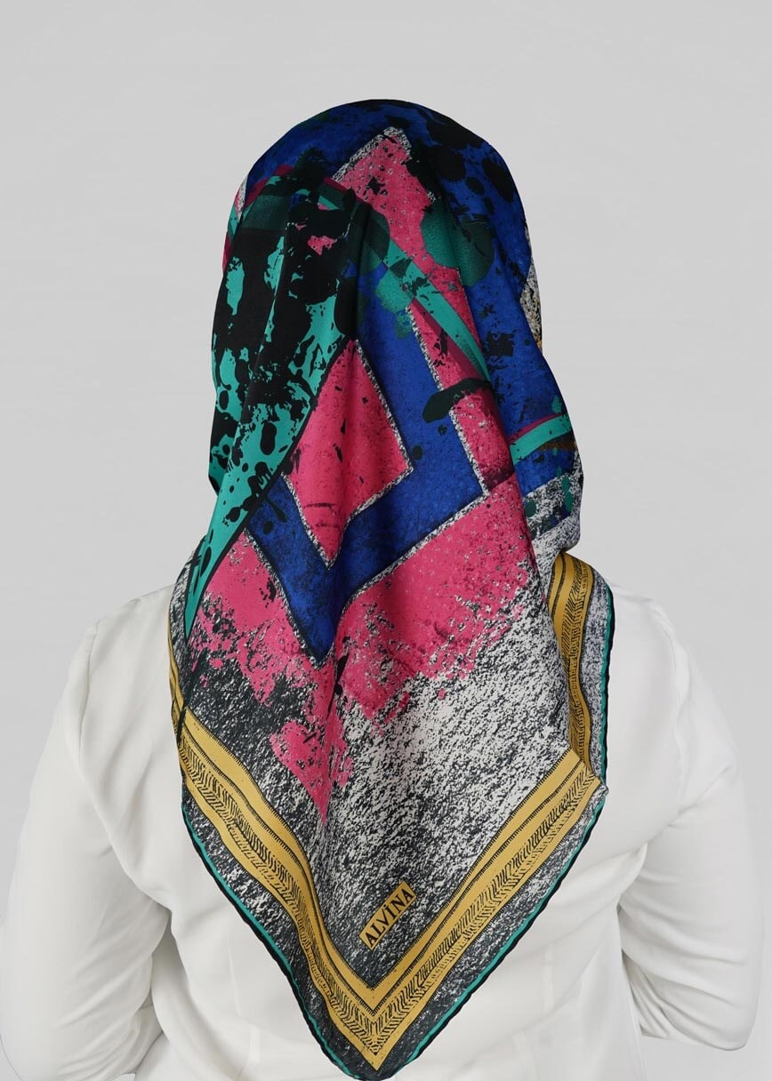 Tesettür giyim LACİVERT 12767 ALVİNA DESENİ EŞARP