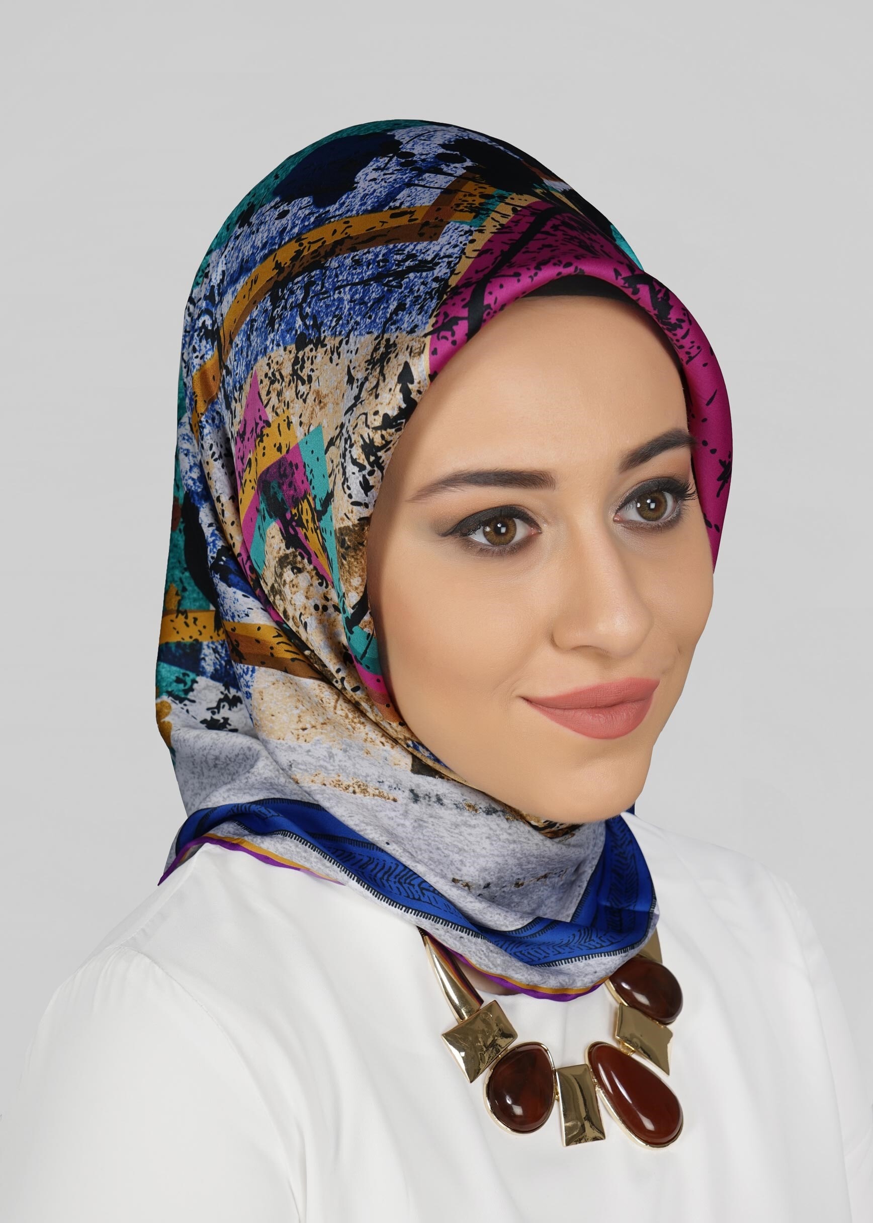 Tesettür giyim GRİ 12767 ALVİNA DESENİ EŞARP