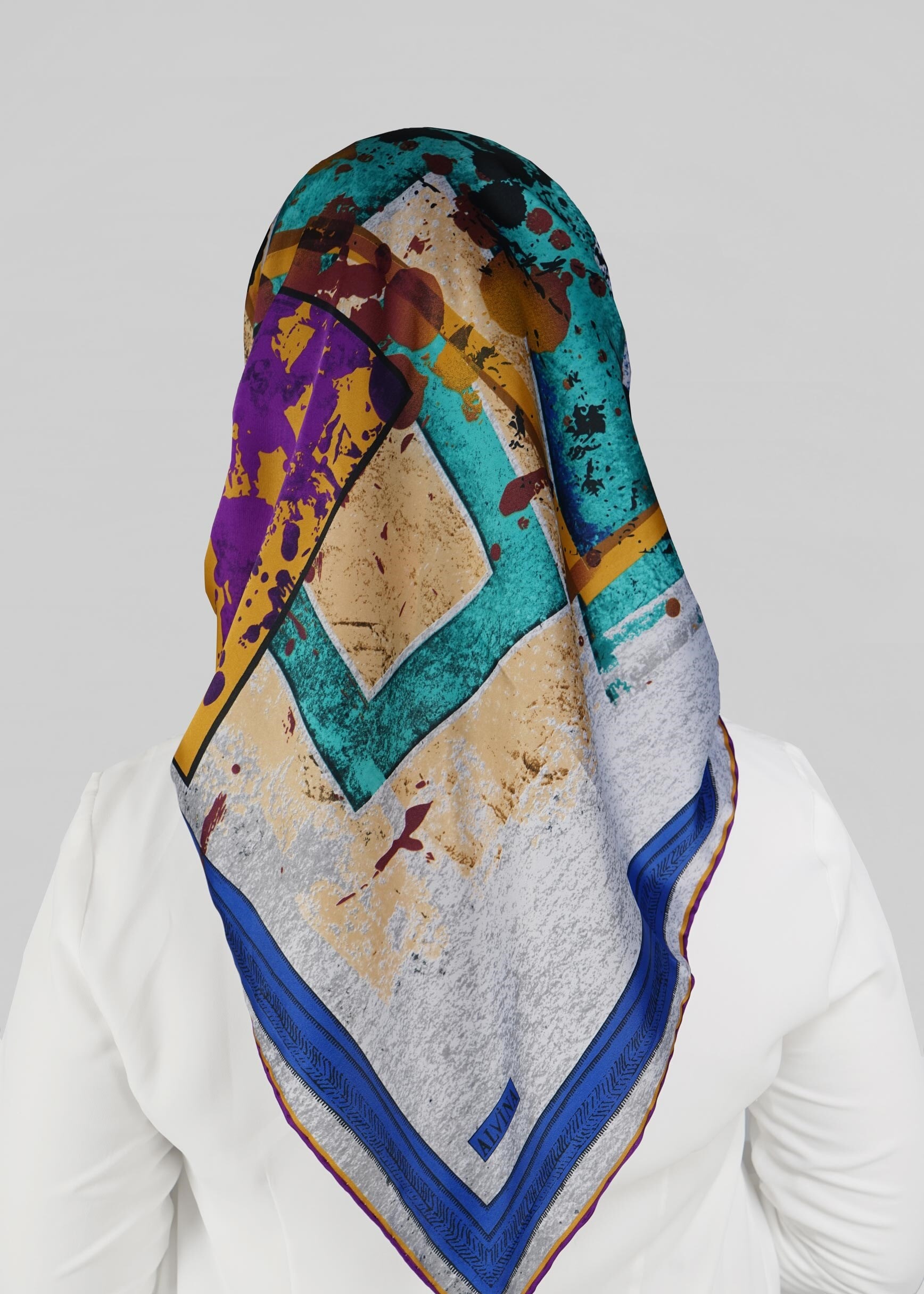 Tesettür giyim GRİ 12767 ALVİNA DESENİ EŞARP