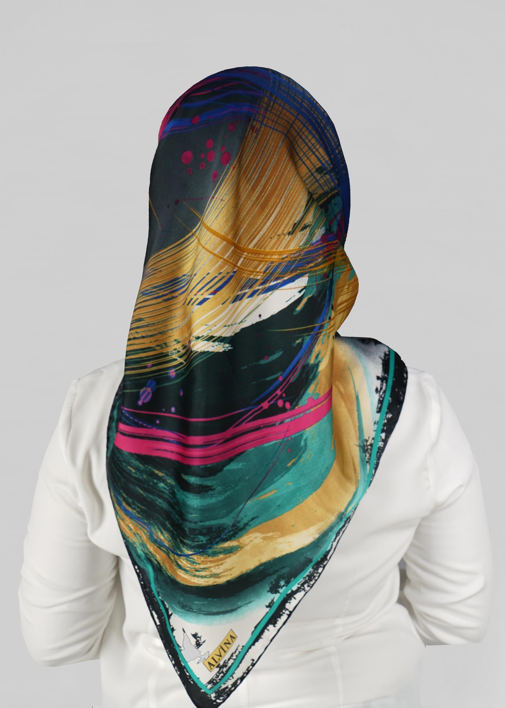 Tesettür giyim SİYAH 12768 ALVİNA DESENLİ EŞARP