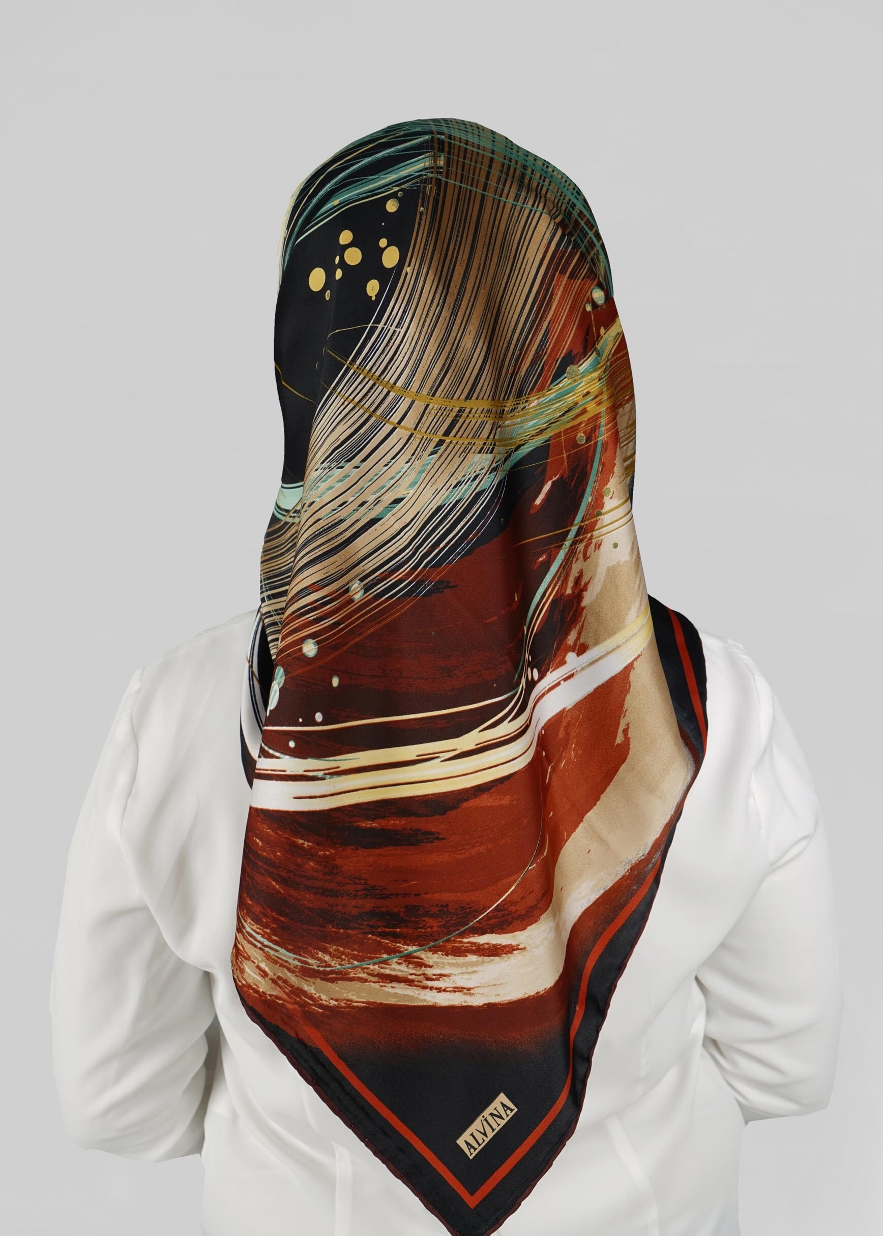 Tesettür giyim SİYAH 12768 ALVİNA DESENLİ EŞARP