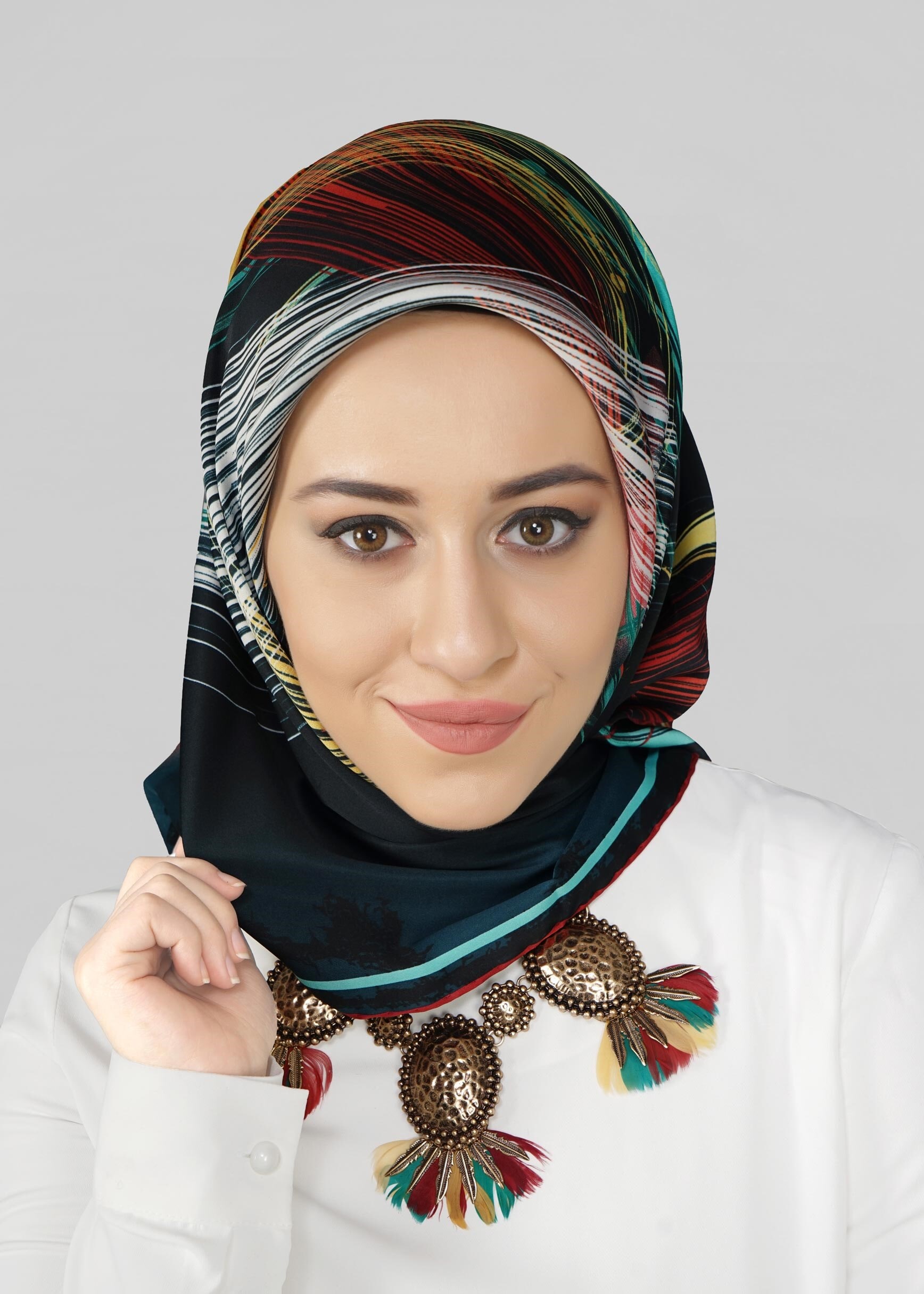 Tesettür giyim BORDO 12768 ALVİNA DESENLİ EŞARP