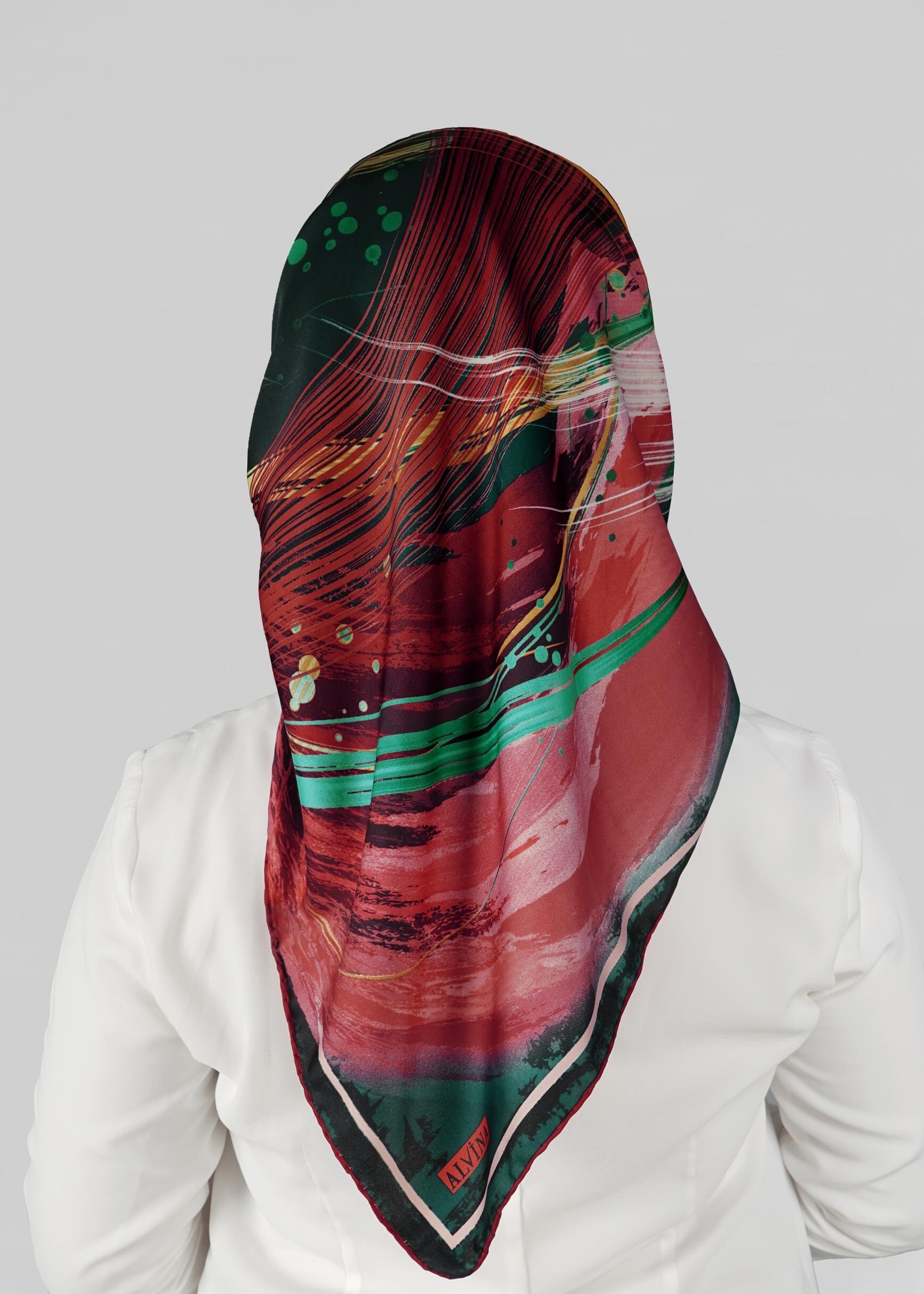 Tesettür giyim BORDO 12768 ALVİNA DESENLİ EŞARP