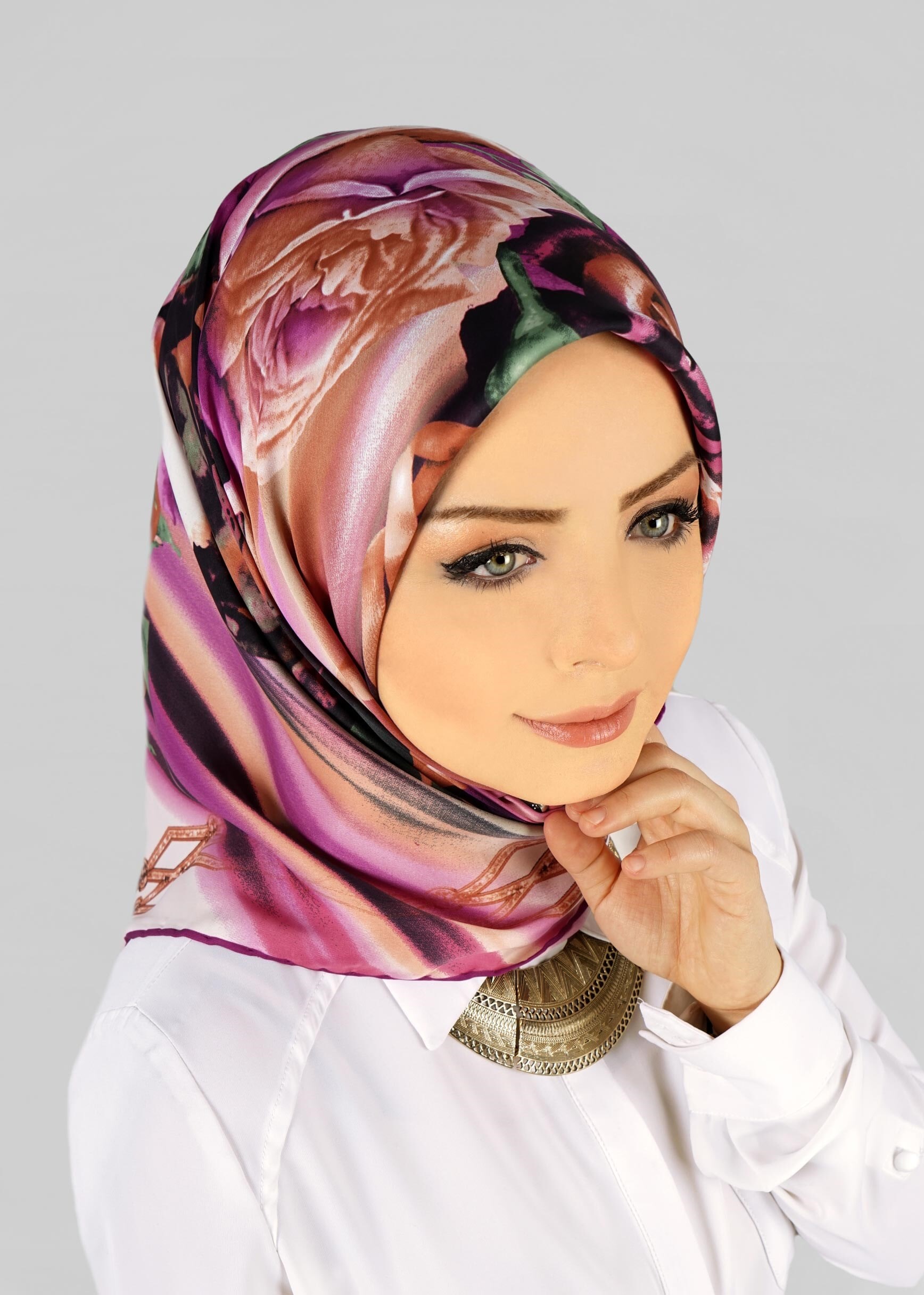 Tesettür giyim PUDRA 12770 ALVİNA DESENLİ EŞARP